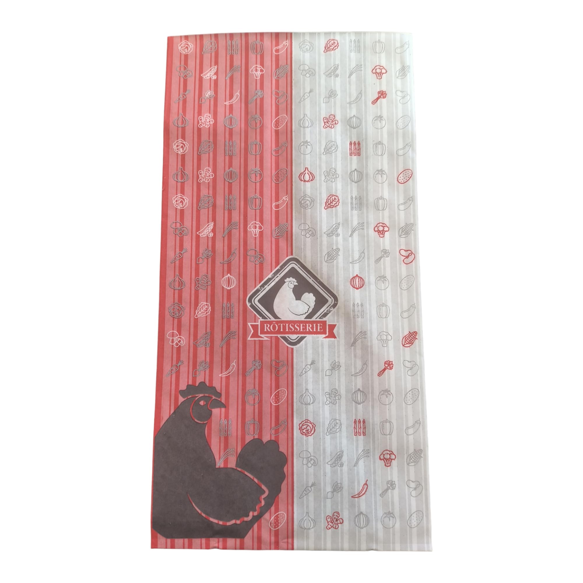 500 bolsas de pollo de papel ingrasiable impreso 18+7x35 cm bolsa de alimentos para pollo roti