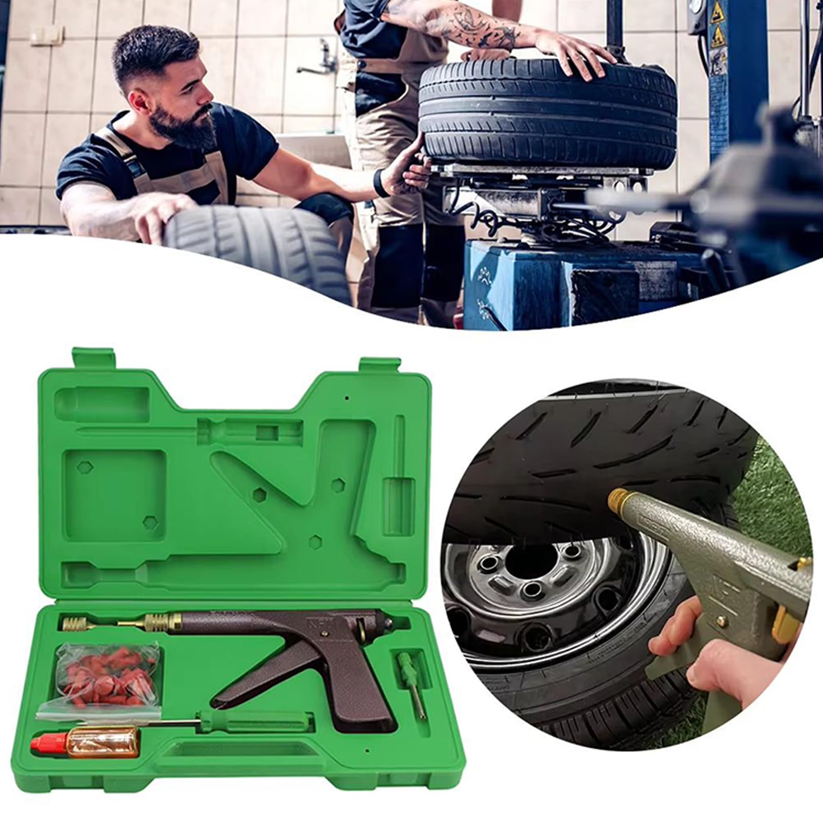 Reifenreparatur-Set – Motorradreifenreparatur-Set, Reifenreparatur für | Tragbarer Ventilkompressor des Staubsaugers ohne Schlauch