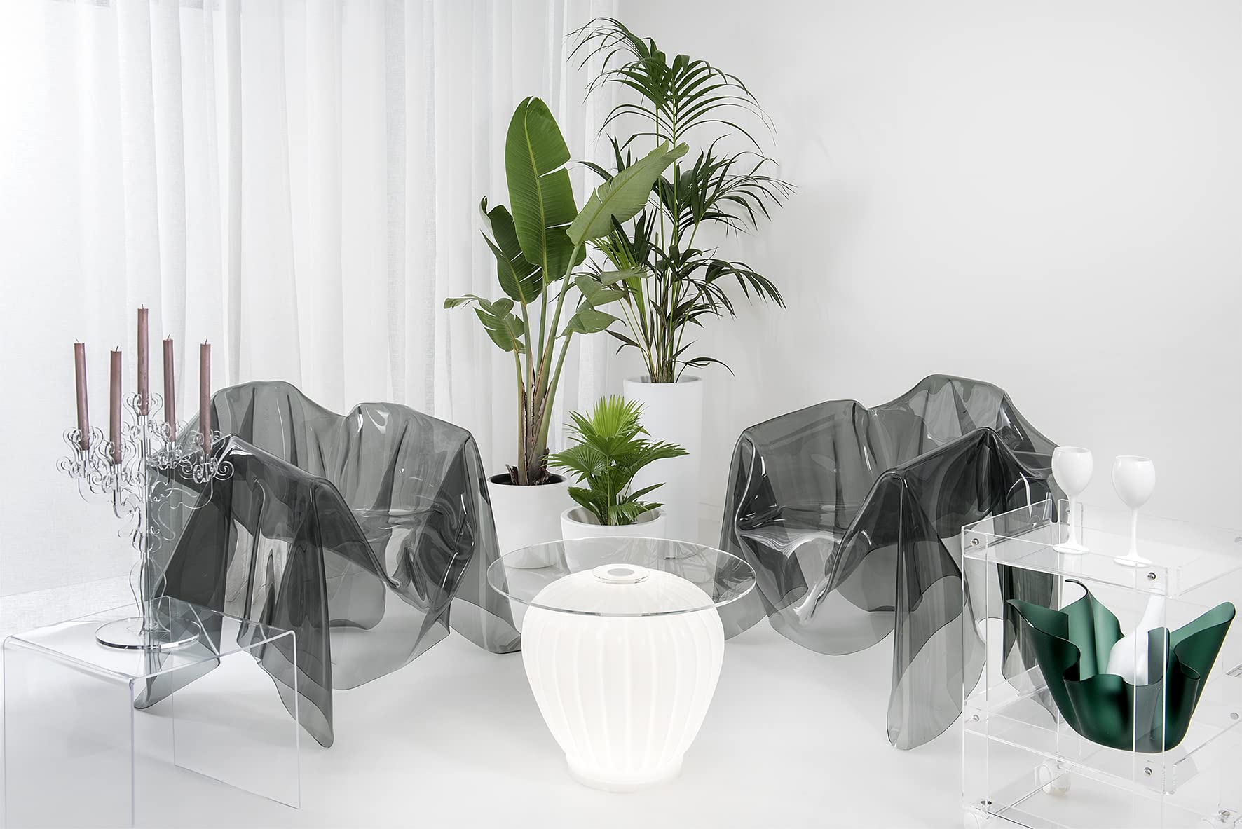 Web Convenienza Candelabro di Design in Plexiglass - Vittoriale Small Trasparente - Candelabro per Ingresso e Soggiorno