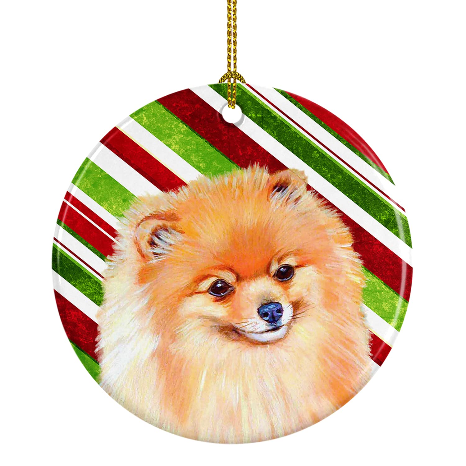 Décoration de Noël en céramique avec Canne de poméranie, le cadeau idéal pour amoureux des chiens