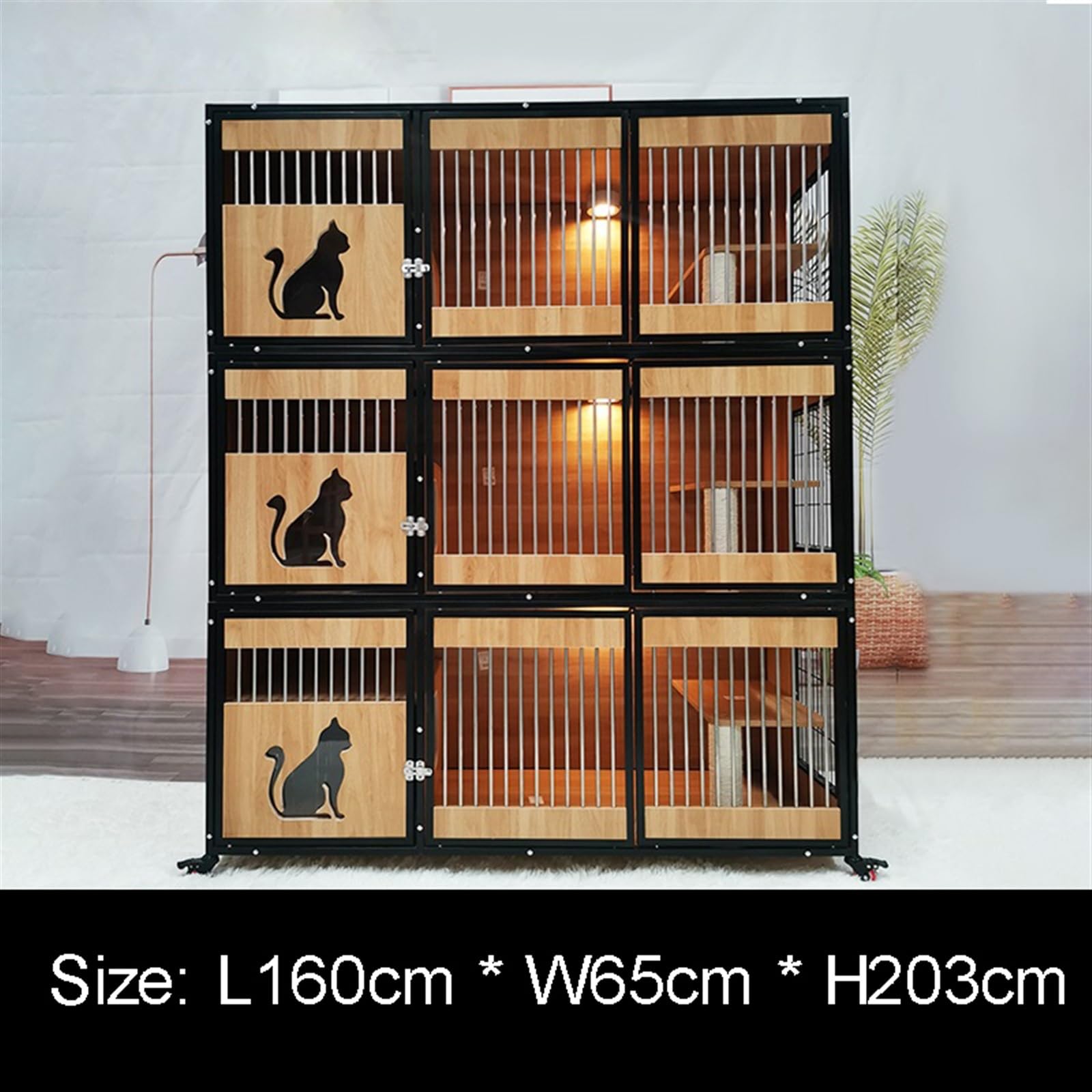 Casa del Gatto Villa for Gatti in Legno Gabbia for Gatti di Lusso Spazio Extra Large Gabbia for Gatti for Allevamento Domestico Gabinetto for Gatti a Tre Strati Singolo Gabbia per Gatti