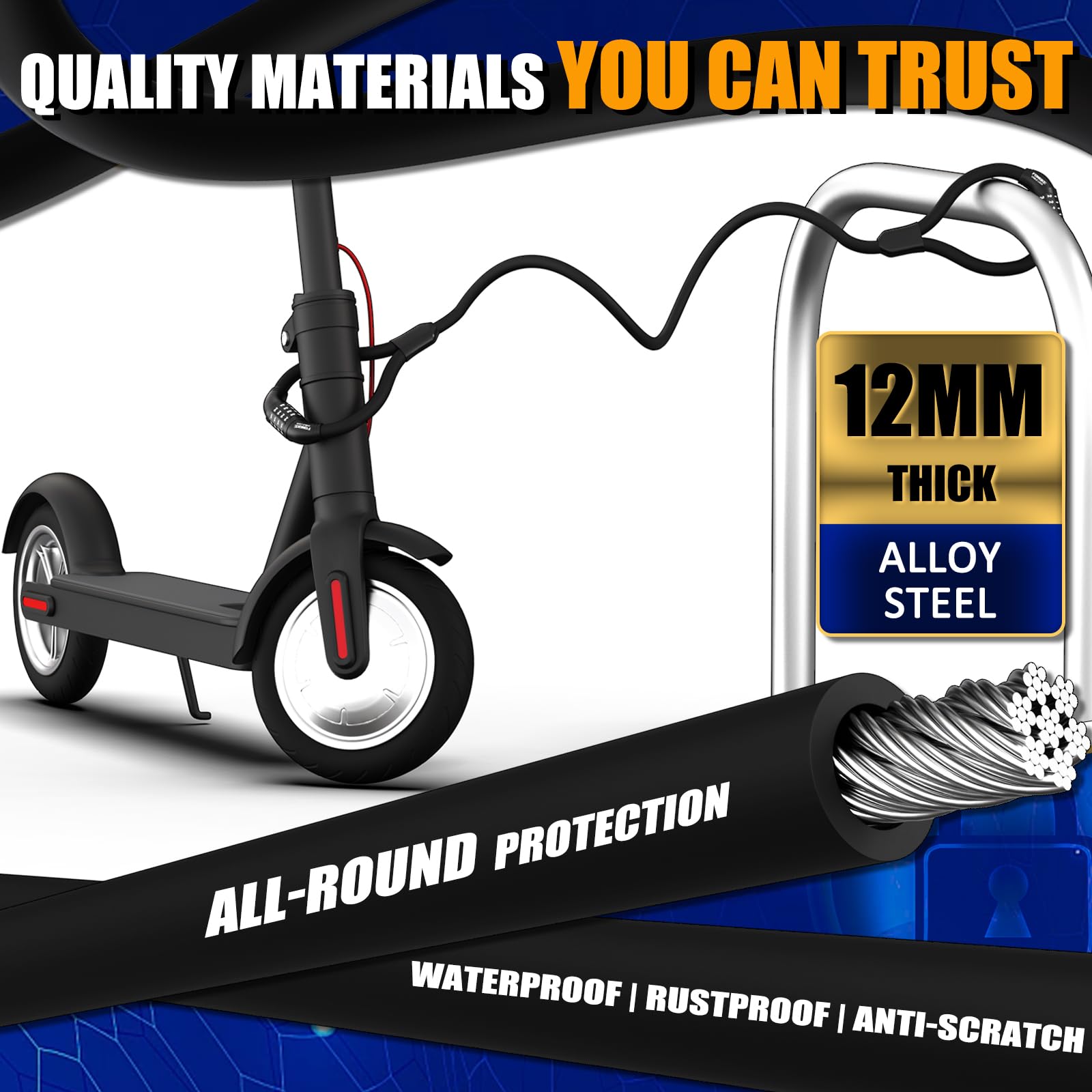 E-scooterslot, anti-diefstal combinatieslot met 4 cijfers, slot