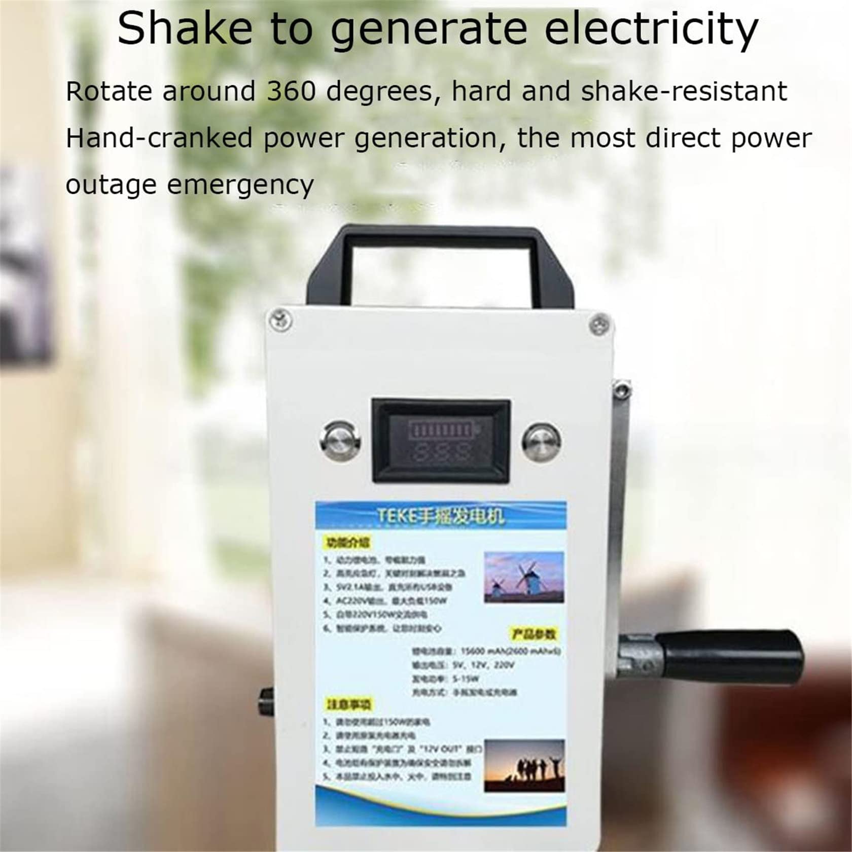 Generatore Portatile Caricatore A Manovella Generatore USB Generatore Inverter Generatore A Manovella Manuale Multifunzione per Esterni per Viaggi Campeggio Escursionismo Sopravvivenza,220V
