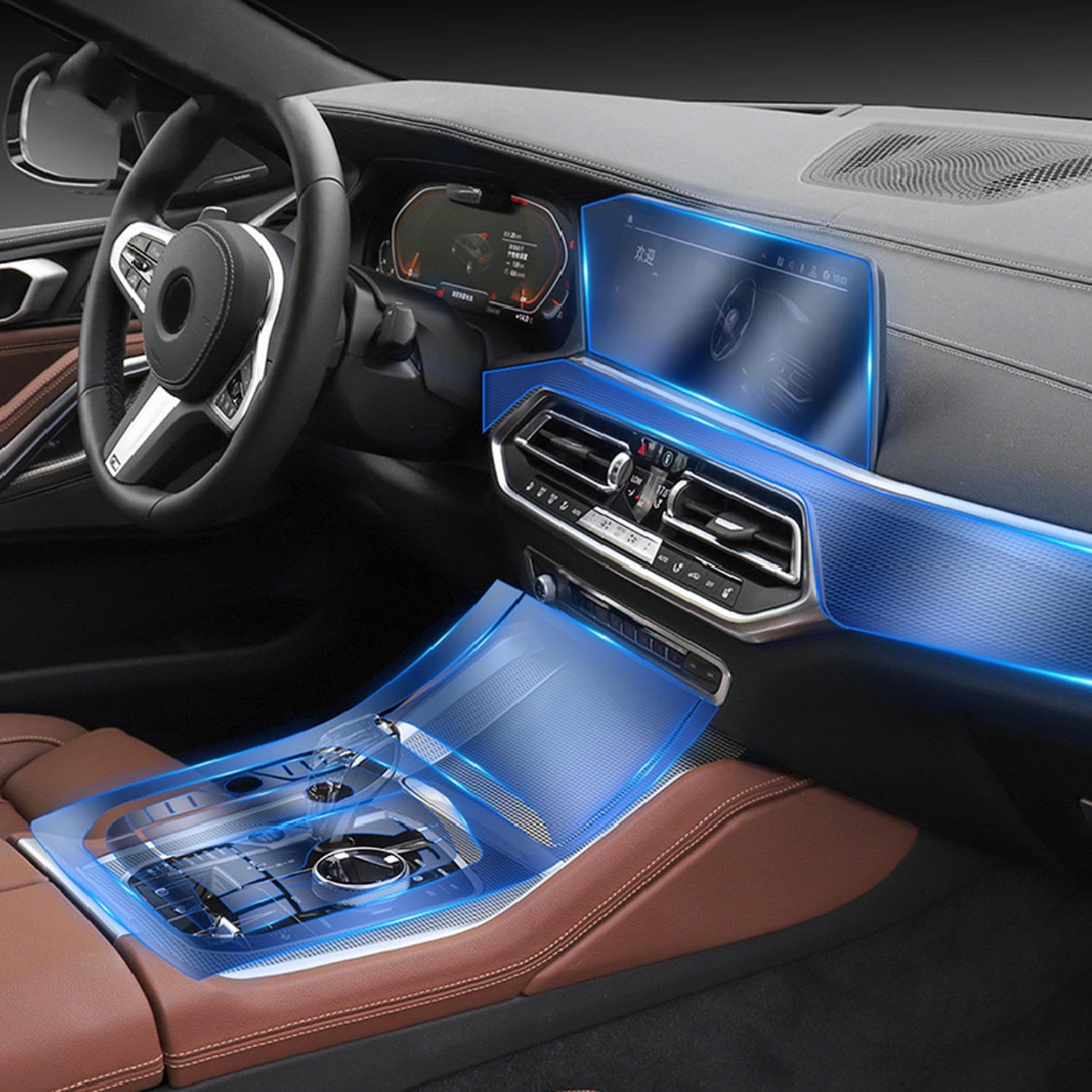 LAVIYE Car Interior Center Console Transparent TPU Protective Film Anti-Scratch Repair Film Accessories Refit,for BMW G06 X6 2020-2023