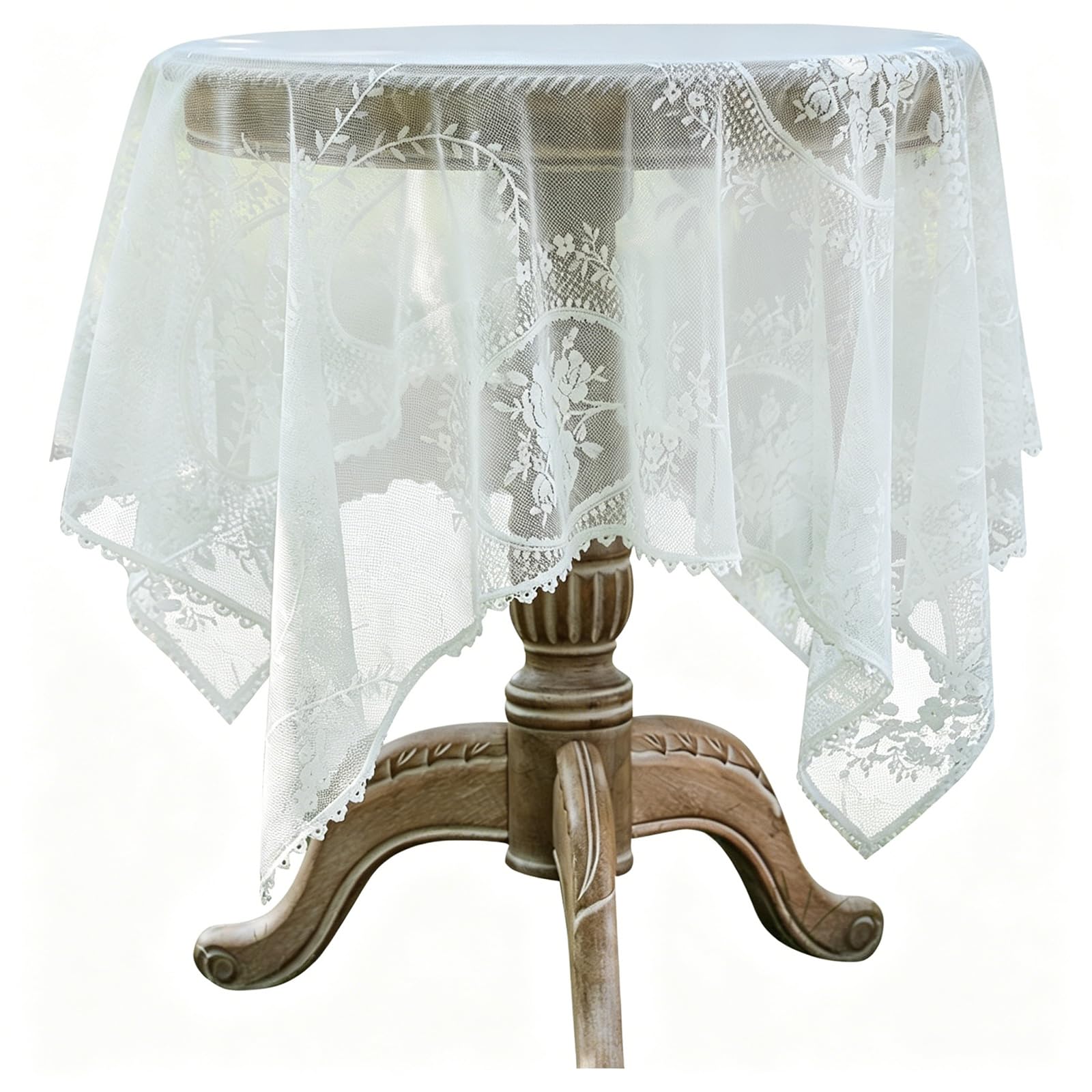 Xinsheinelry Practical Polyester Lace Tablecloth Sturdy and Wrinkles Resistant for Coffee Photo Studio Round Table Trim Cloth