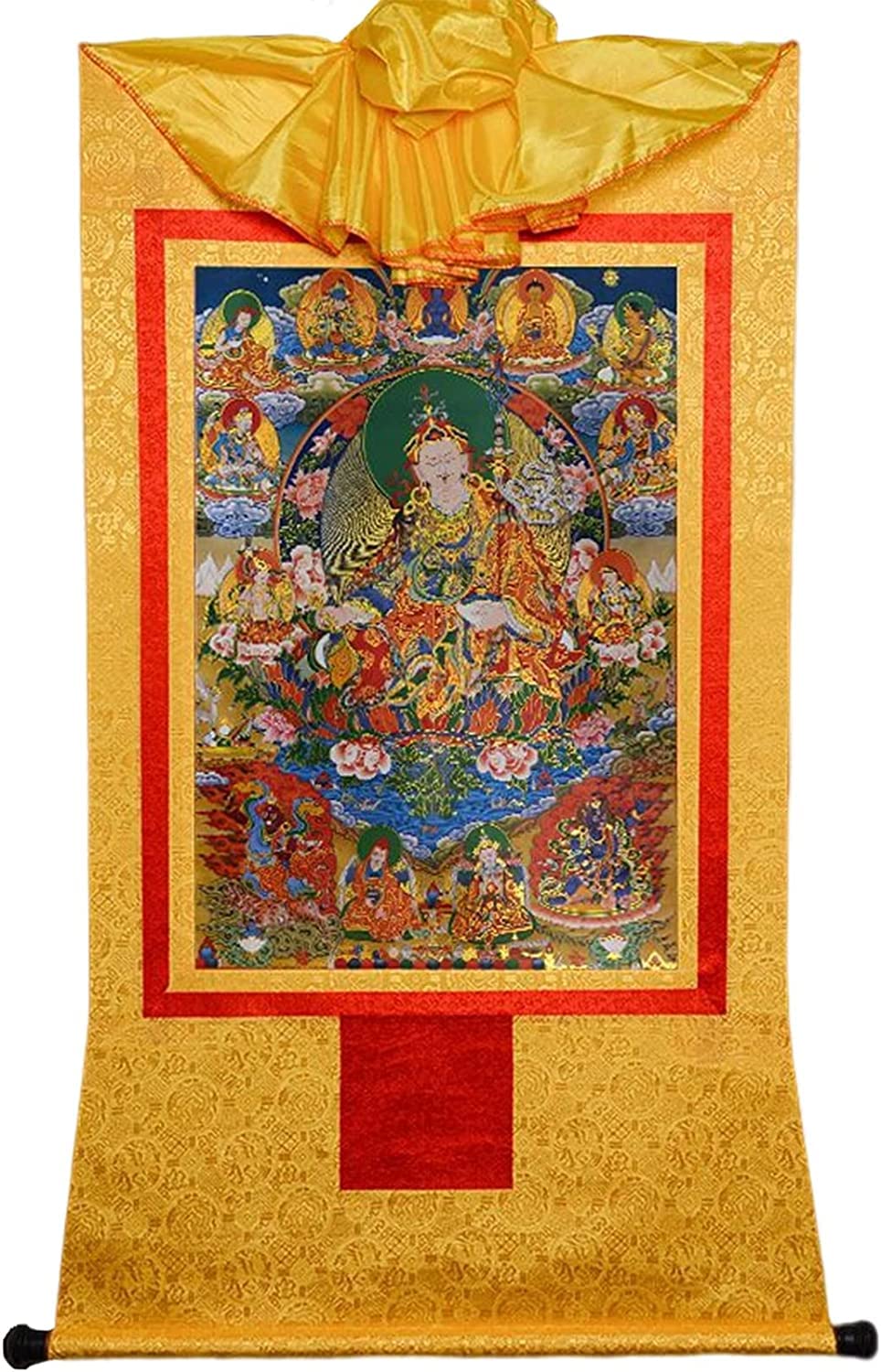 VHKJewE Shakya Senge Tibetan Thangka Tapestry Dradrog Buddhist Brocade Guru Padmasambhava(Onecolor,M)