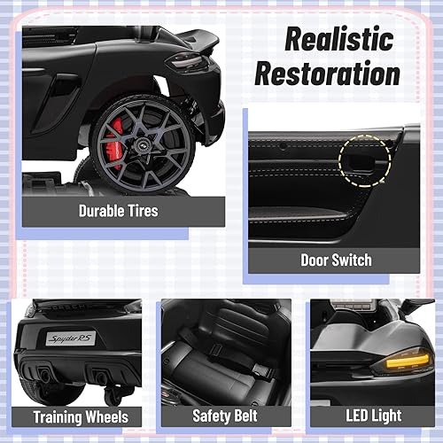 Miniatura 4 de Porsche 718 con licencia de 12 V, auto eléctrico para niños con control remoto, luz LED delanteratrasera, radio, USBAUX, puertas abiertas, función