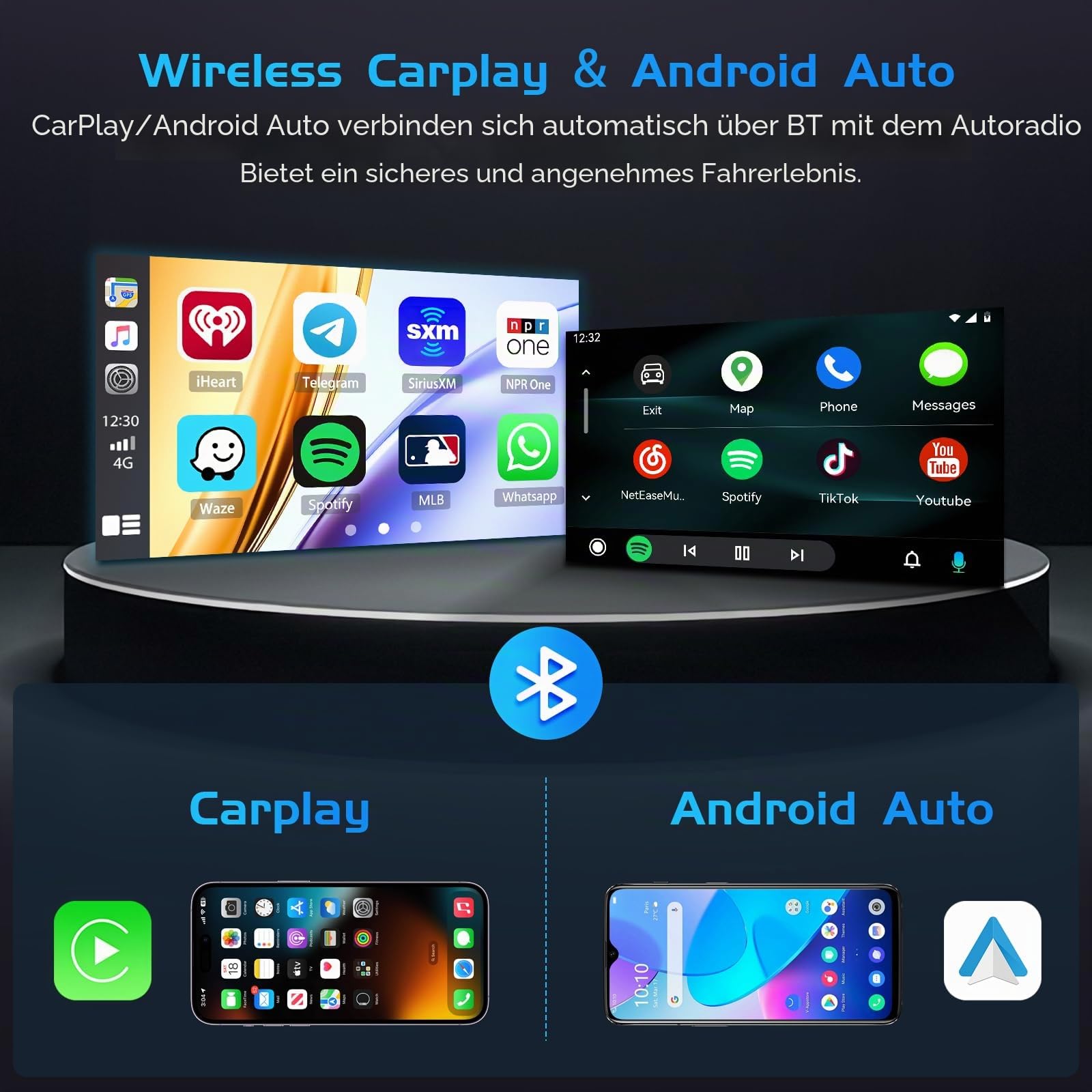 Inefala 4+64G Autoradio für Toyota Aygo Peugeot 108 Citroen C1 2015-2020 Android 15 mit 9'' In-Cell Bildschirm Unterstützung Wireless Carplay und Android Auto Mirror Link Radio FM/RDS GPS WiFi BT SWC