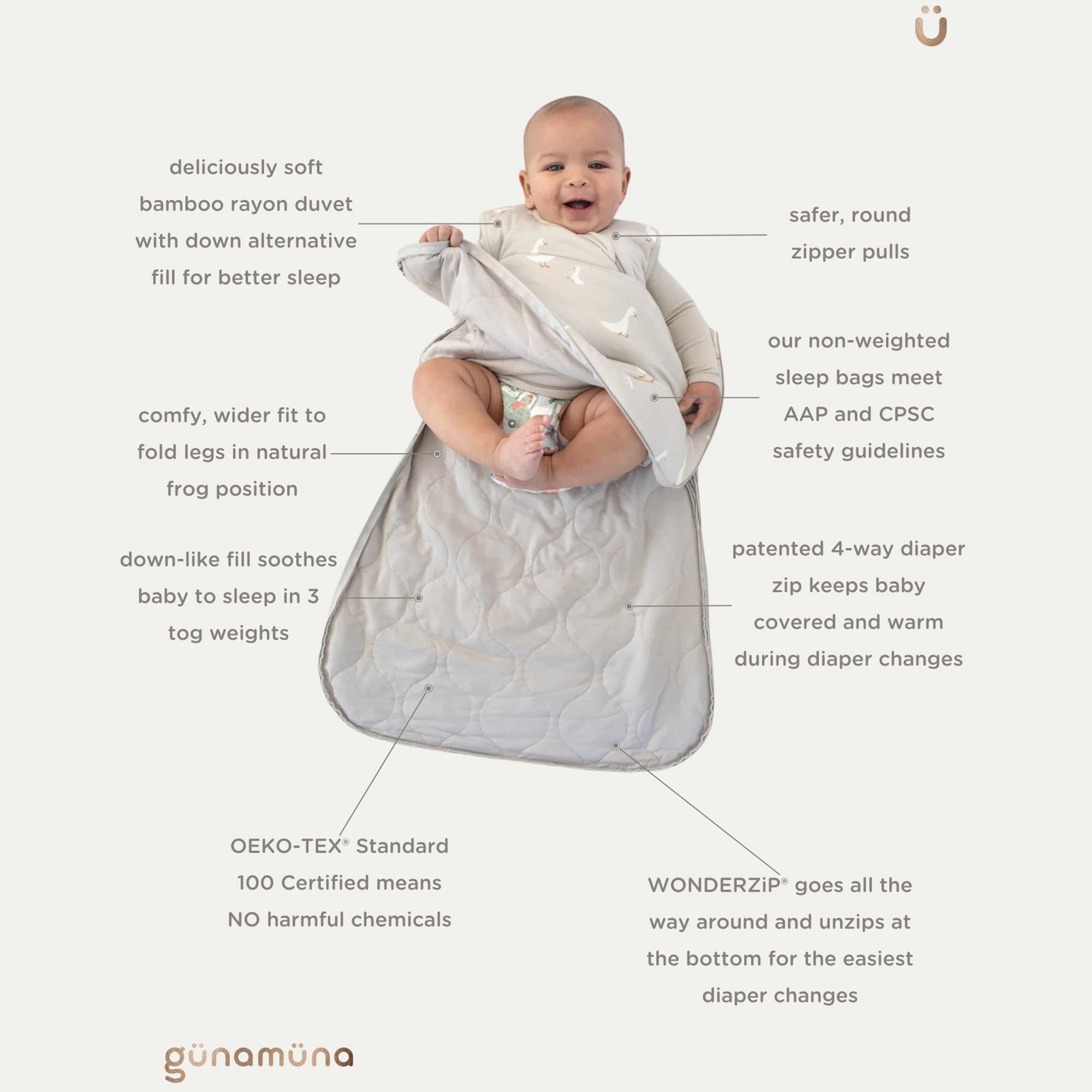 GUNAMUNA Unisex Baby Kleinkind tragbarer Schlafsack Bambus Rayon Premium Bettdecke Schlafsack 0,5 Tog, Eden, 24-36 Monate Baby