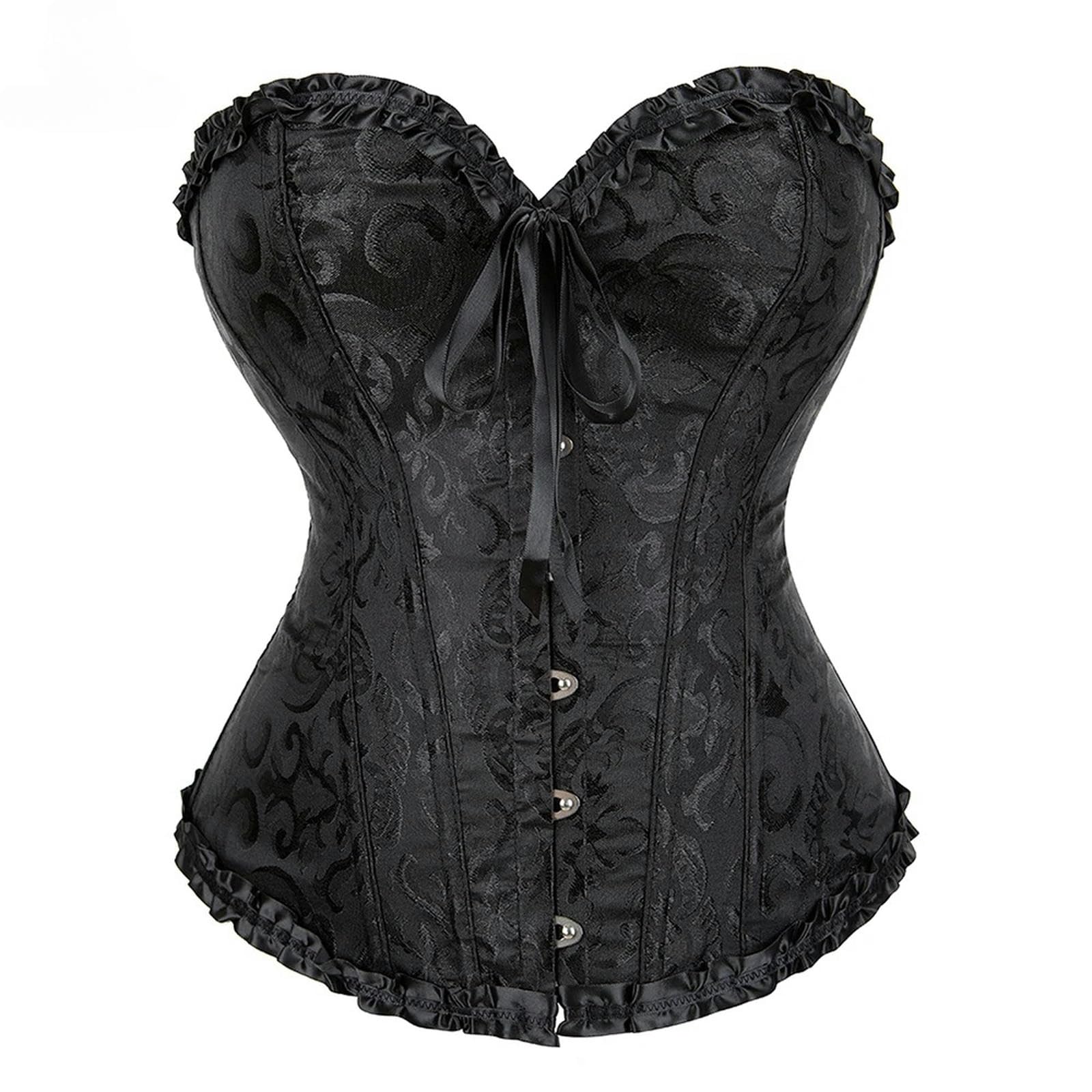 HAAR Top Bustier Aderente Punk Korset Donne Lingerie Danza Indossando Costumi Floreali Pizzo Ossato Corsetti E Bustieri