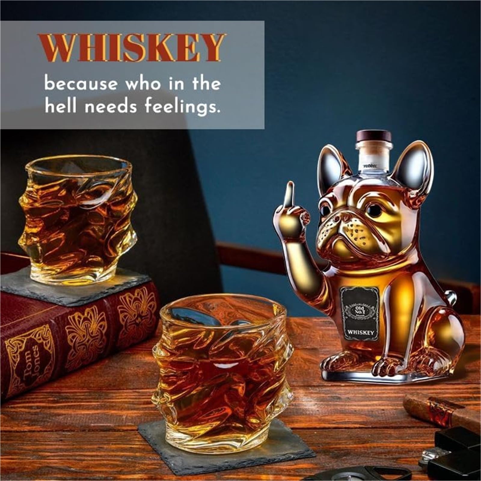 300ML Decantador Whisky Arte Escultura - Decantador De Whisky Con Forma De Bulldog Francés 3D, Botella De Licor De Vidrio Decorativa, Botella De Vino Decorativa Para El Hogar(#3)