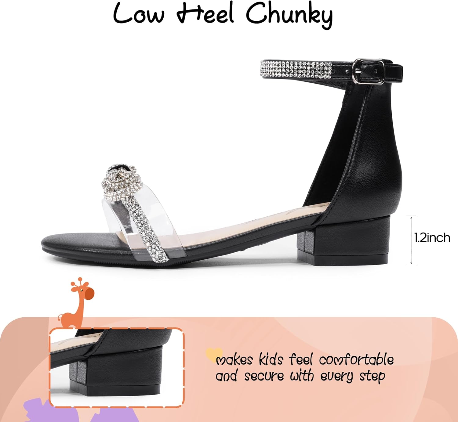 Athlefit Girls Sandals Open Toe Ankle Strap Low Heels Girl Dress Shoes For Toddler Little Big Kid - Image 3