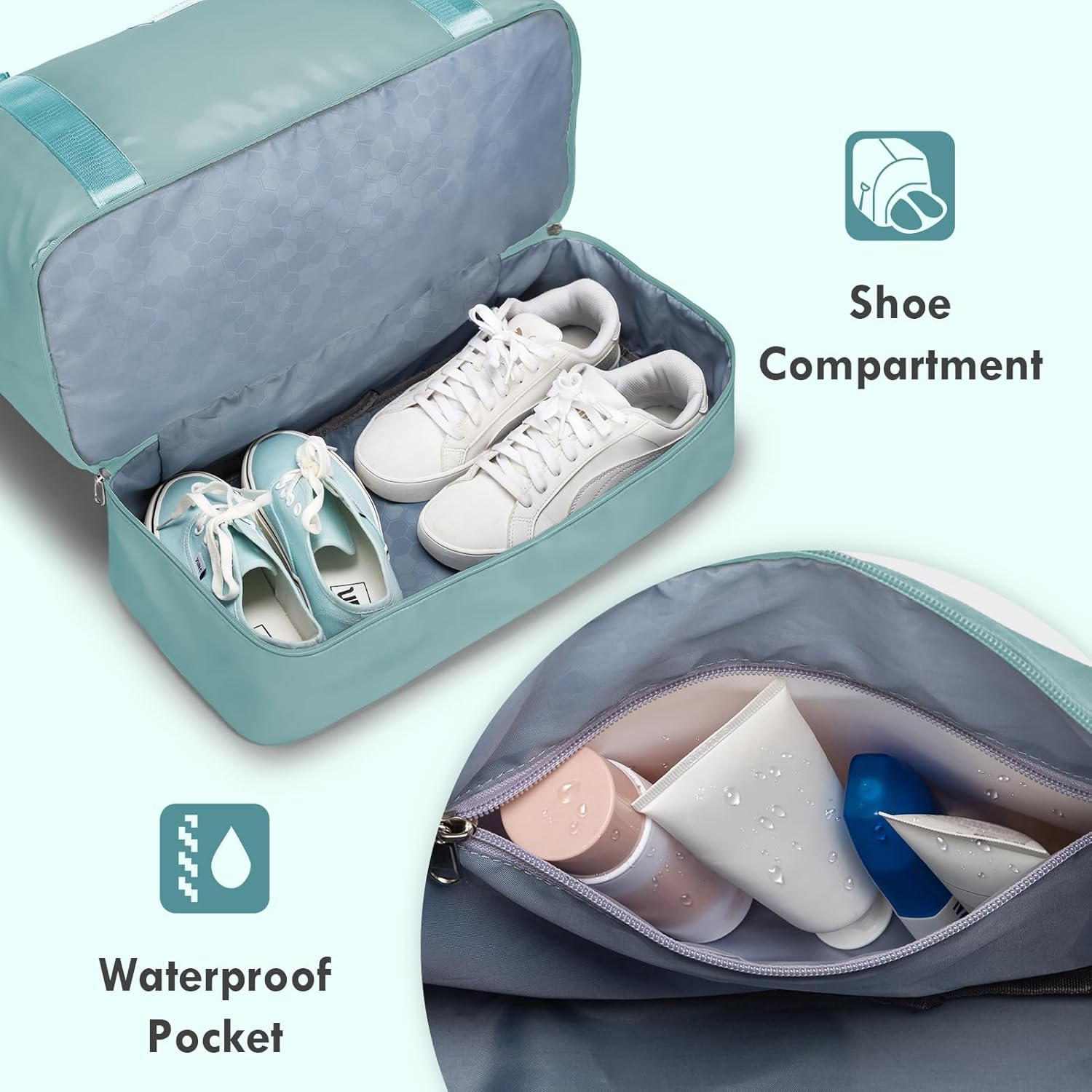 WOOMADA Weekender Overnight Bag for Women, Shoulder Travel Duffel with Shoes Compartment,Gym Bag with Toiletry Bag - Image 5