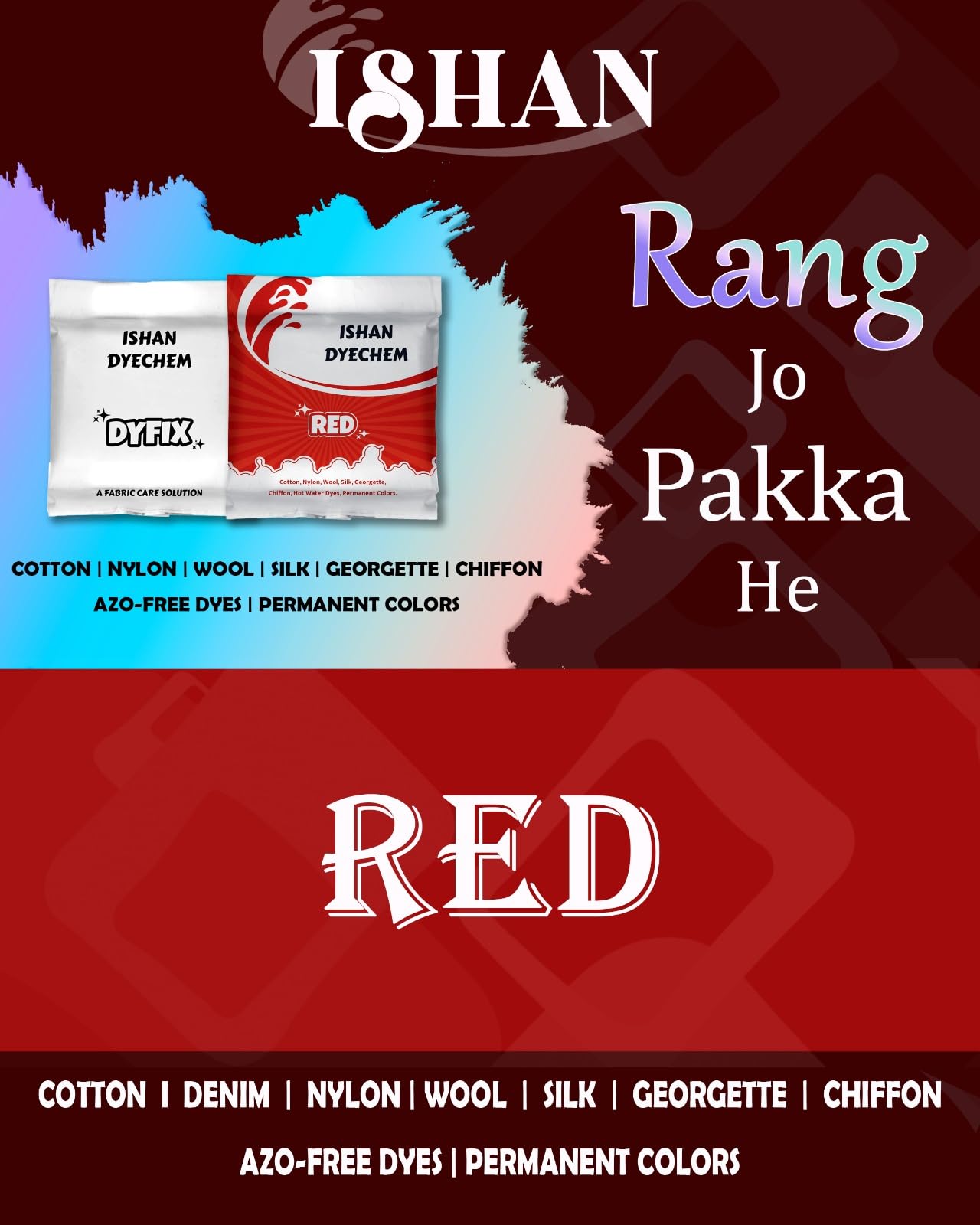 RED2 Permanent Fabric Dye, Red, for Cotton, Denim, Nylon, Wool, Silk, Georgette, Chiffon, AZO-Free Hot Water Dye-picture-10