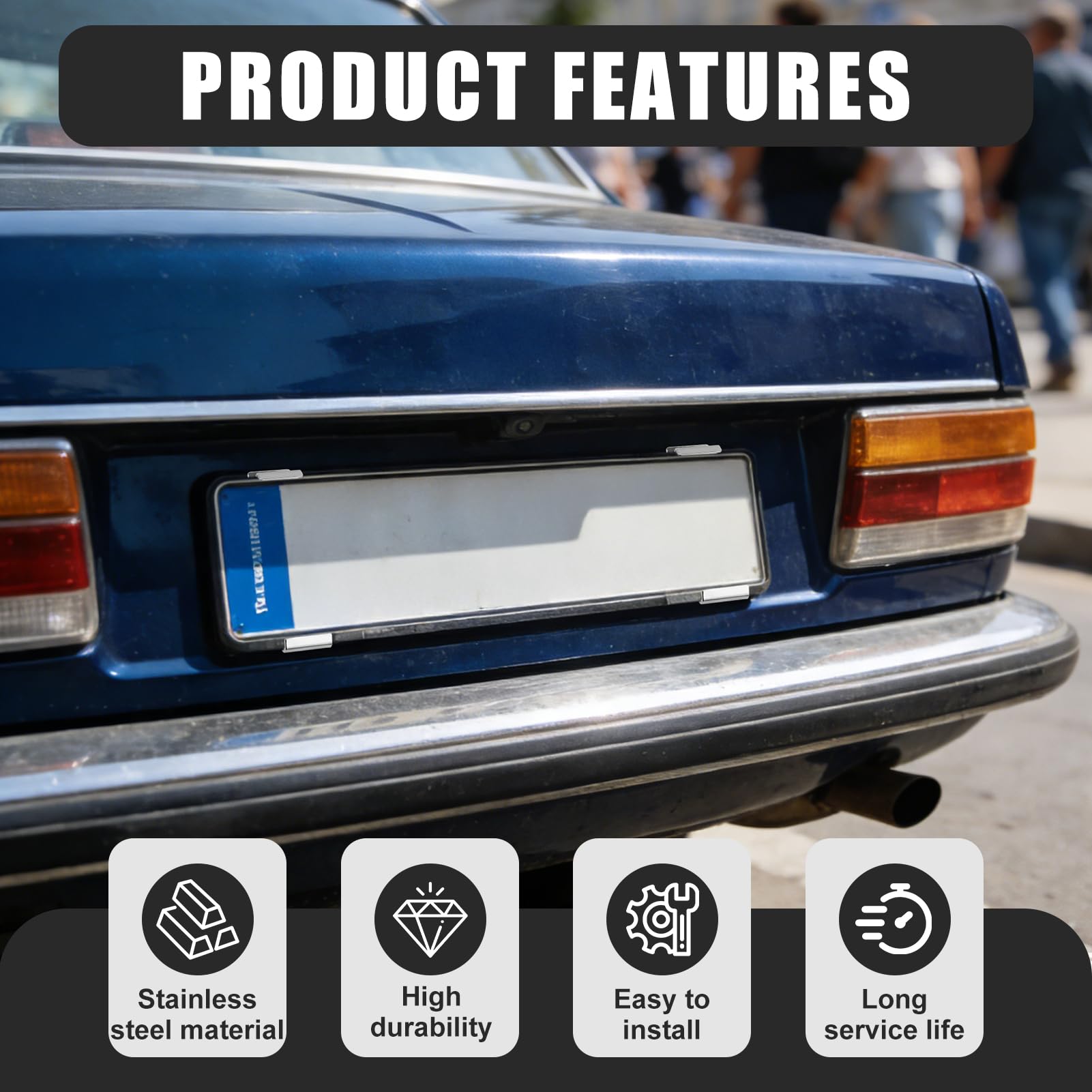 4PCS Soporte Matricula Remolque, 120x25mm Inoxidable Sujetador Portamatrícula Universal de 8 Tornillos, Plata Portamatriculas, para Coches, Camiones y Remolque - 5