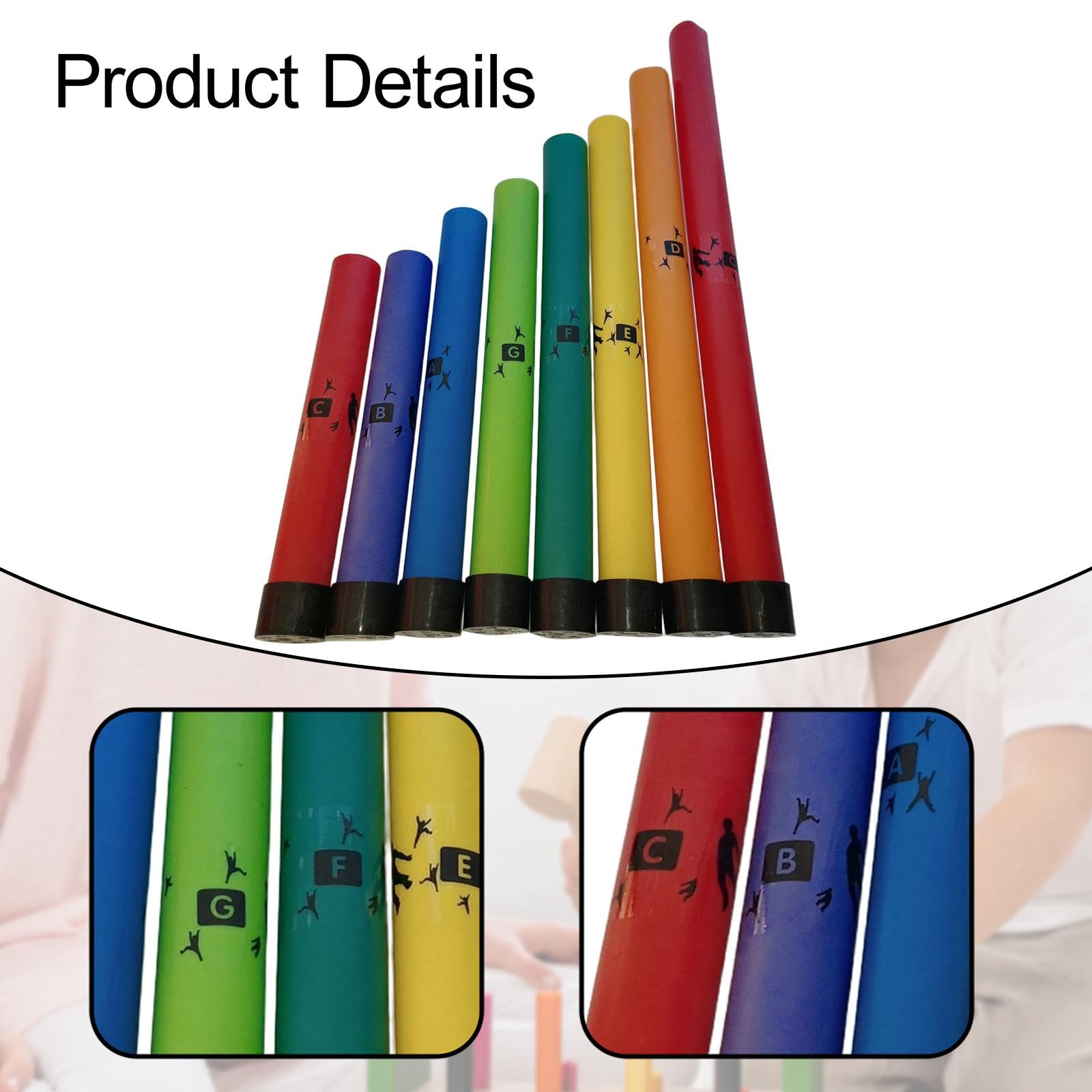 Harilla 8 tubos de percusión afinados de 8 x, juguetes musicales para niños, coloridos, notas, juego interactivo, tubos de música preescolares con tapa