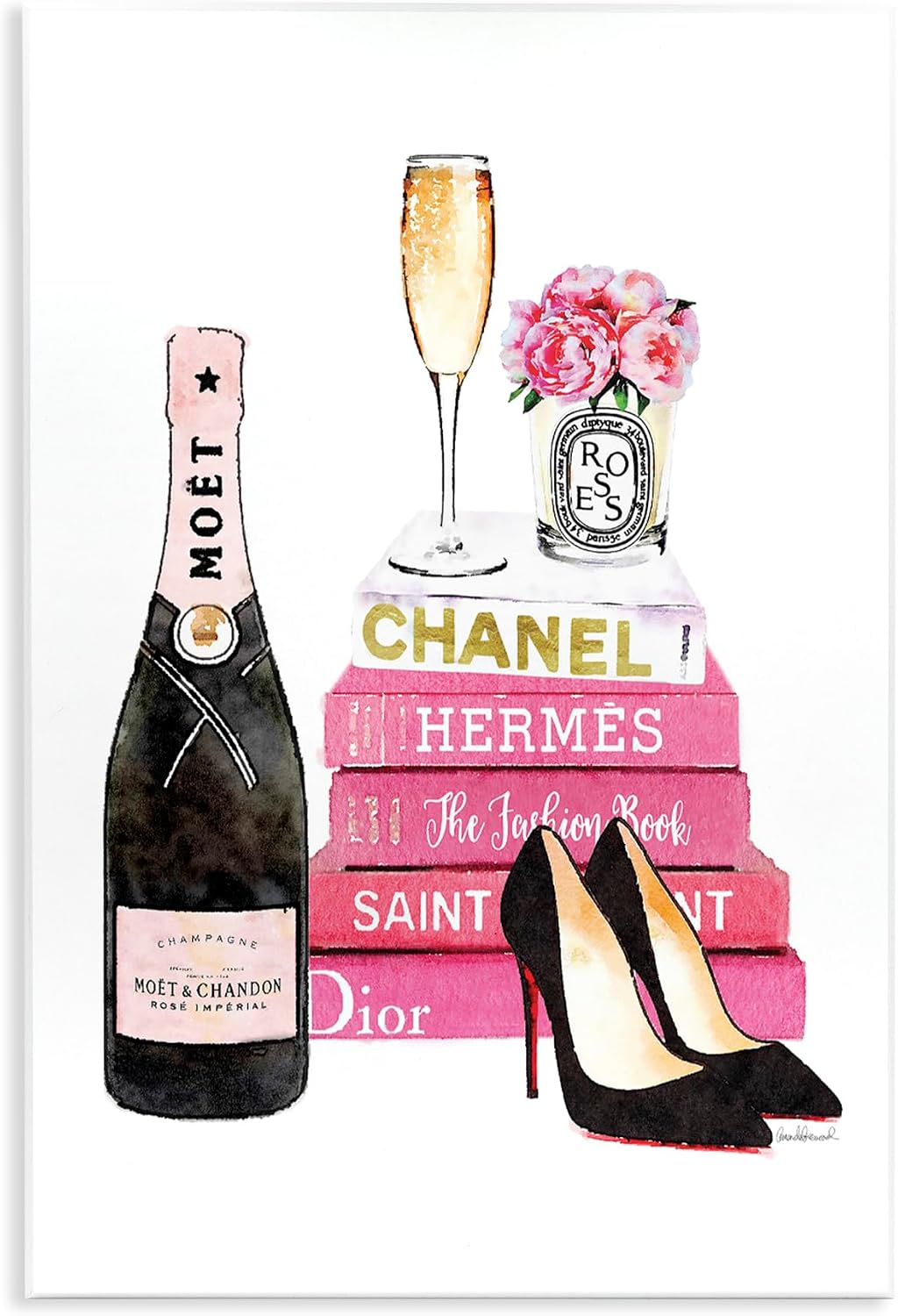'Glam Pink Fashion Book Champagne Hells and'| Wall Plaque Art