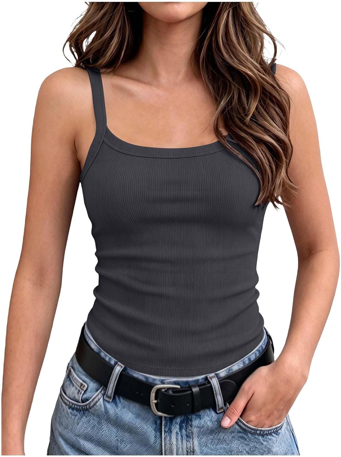 Girls Ribbed Knit Tank Top Sleeveless Fitted Casual Shirt | Stretch Rib Knit Tank With Scoop Neck And Slim Fit For Layering Workouts Travel And Daily Wear