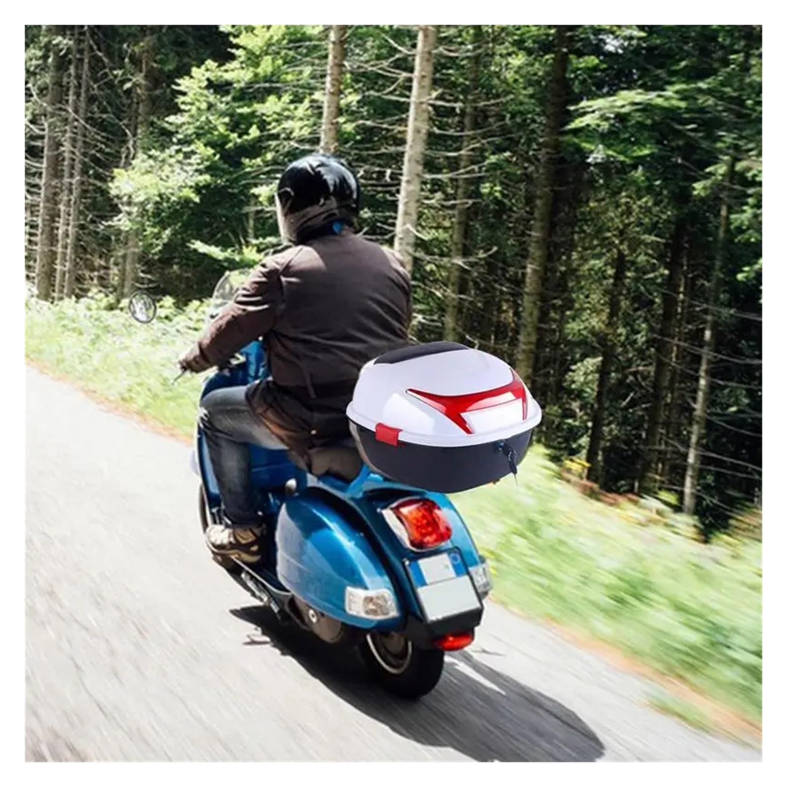 Niebieska tylna skrzynia motocyklowa z odblaskami - trwała walizka do bagażu rowerowego, pojemnik na plecak na siedzenie, idealne akcesoria do transportu motocykli