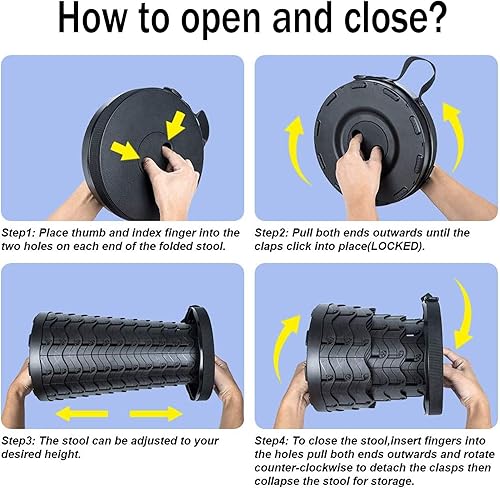 Miniatura 5 de Hesanzol taburete telescópico portátil, 2 generación retráctil taburete para acampar, jardín, pesca, senderismo, viajes, barbacoa, capacidad de