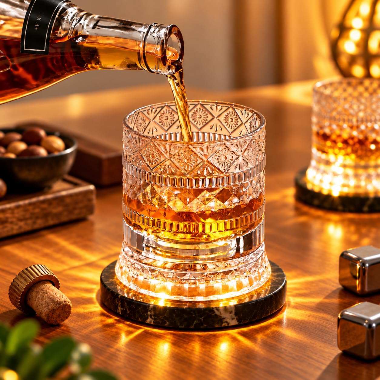 LED Revolving Whiskey Glasses - Rotating Crystal Tumblers -22