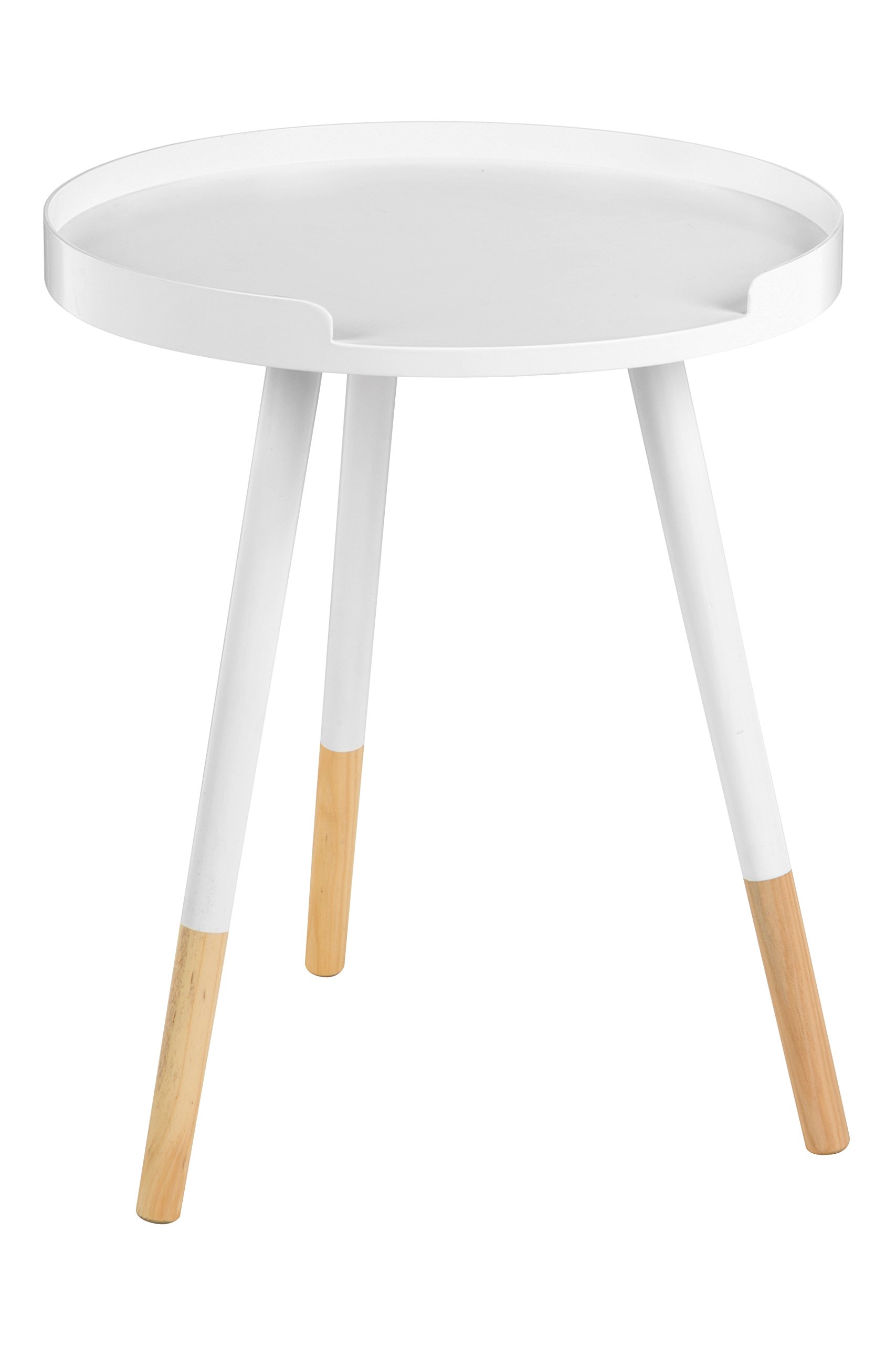 Viborg White And Natural Round Side Table - White