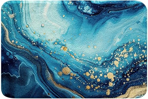 Vista 17 de Erosebridal Alfombras de baño azul marino para decoración de ducha, tapete de baño retro teñido anudado, tapete de puerta de vellón de acuarela