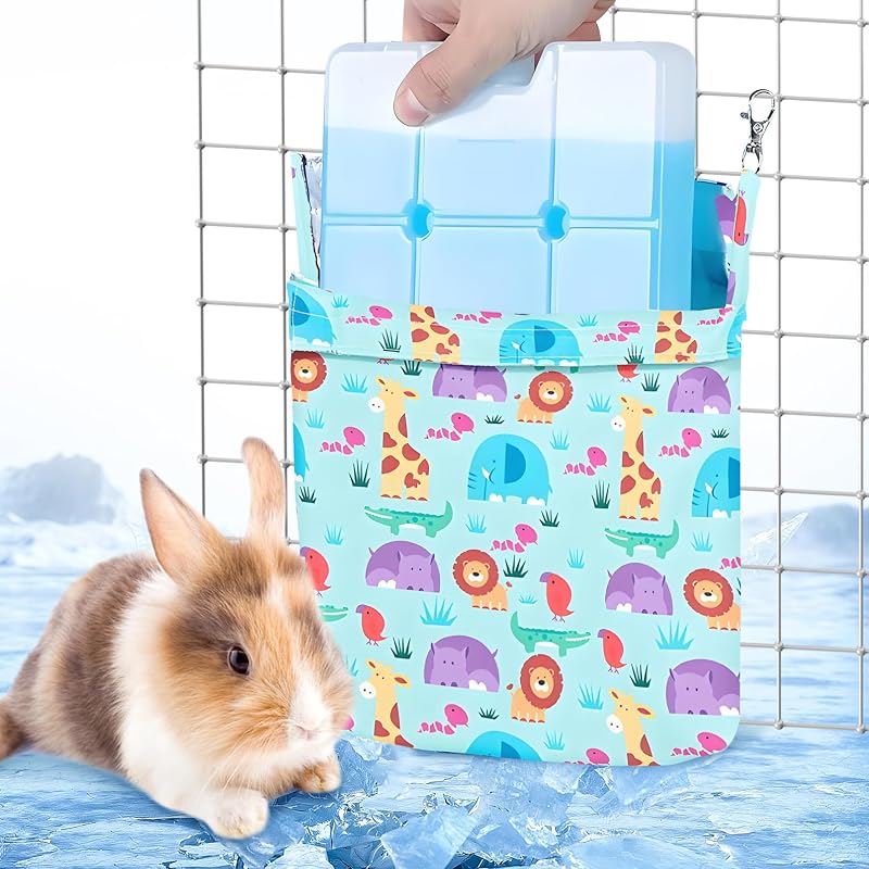 Manta térmica refrescante para coelhos com bolsa isolante e recipiente para gelo Hamiledyi XX198-A – 25,4 x 23,88 cm
