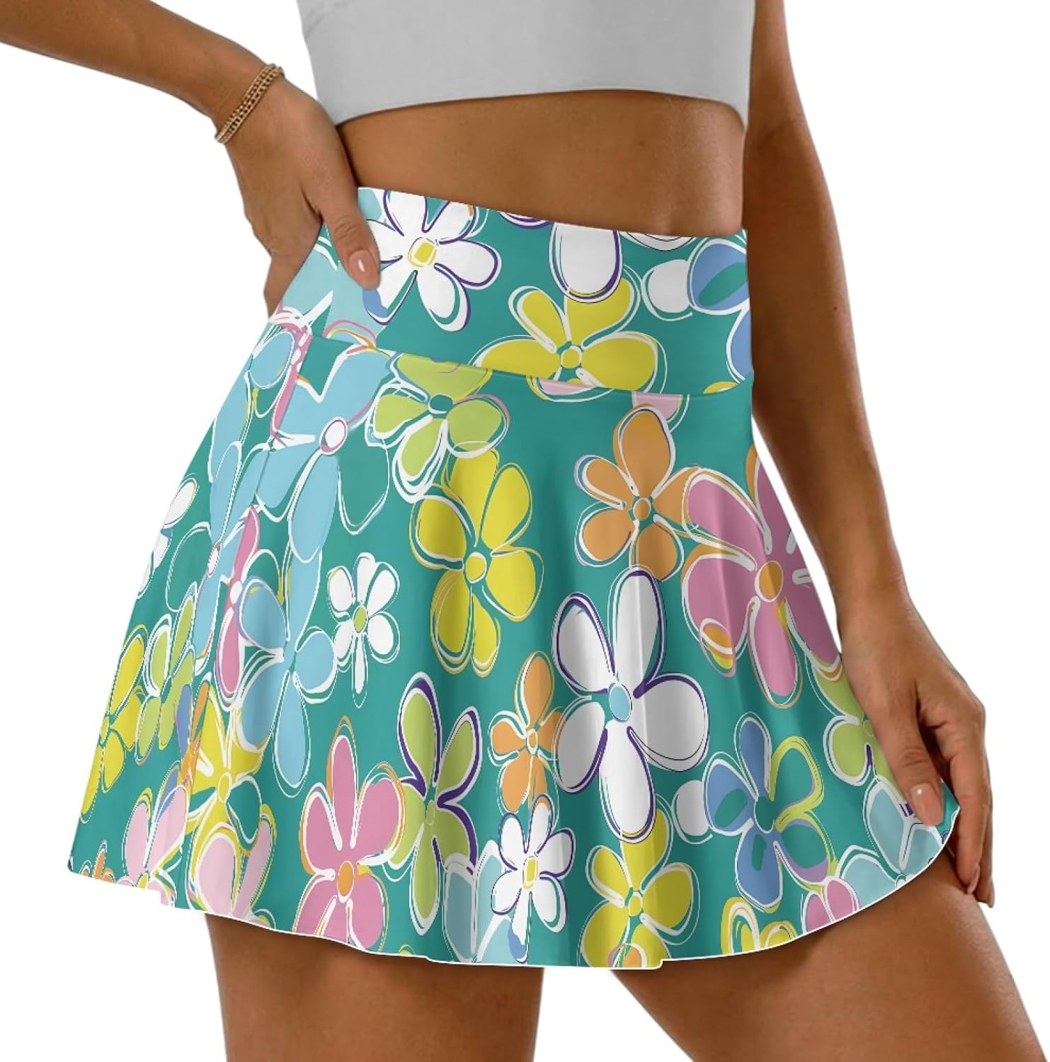 Suobstales Women's Tennis Golf Skirts High Waisted with Pockets Inner Shorts for Athletic Skorts Sports Running Pickleball