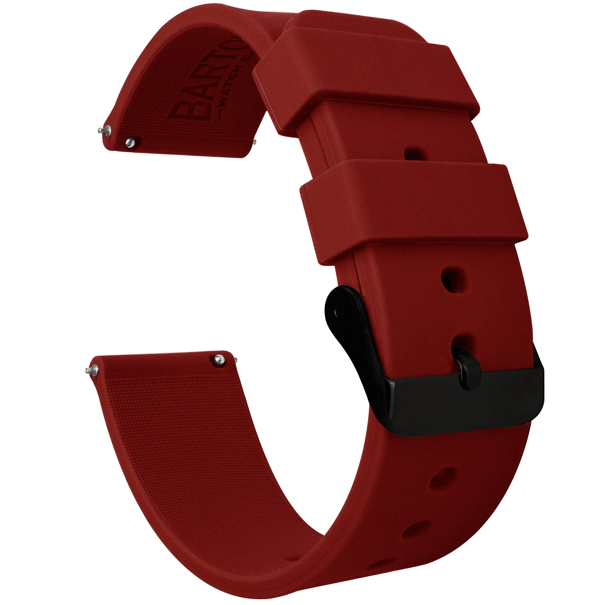 Barton Silicone Watch Bands - Quick Release Straps - Choose Color &amp; Width - 16mm, 18mm, 20mm, 22mm or 24mm - Soft Rubber, 20mm, rubber steel stainless steel silicone