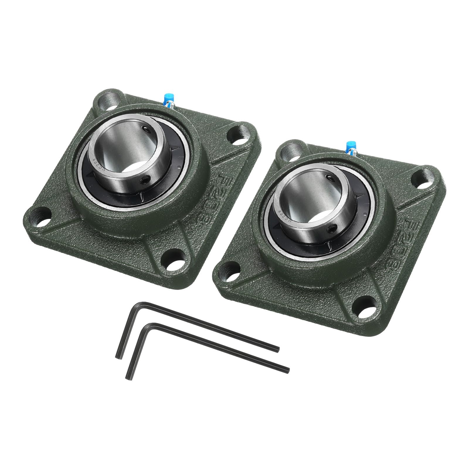 uxcell 2 cuscinetti UCF208 con foro da 40 mm, autoallineamento, base in ghisa solida, flangia quadrata montata su cuscinetti in acciaio cromato