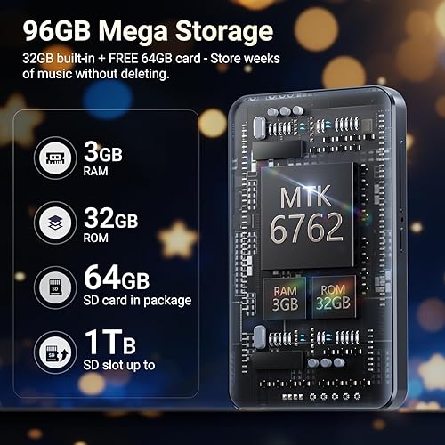 Miniatura 2 de Reproductor MP3 de 96 GB con Bluetooth y WiFi, MECHEN Android 13 OS MP3 y MP4 reproductores con pantalla táctil de 4 pulgadas y altavoz,