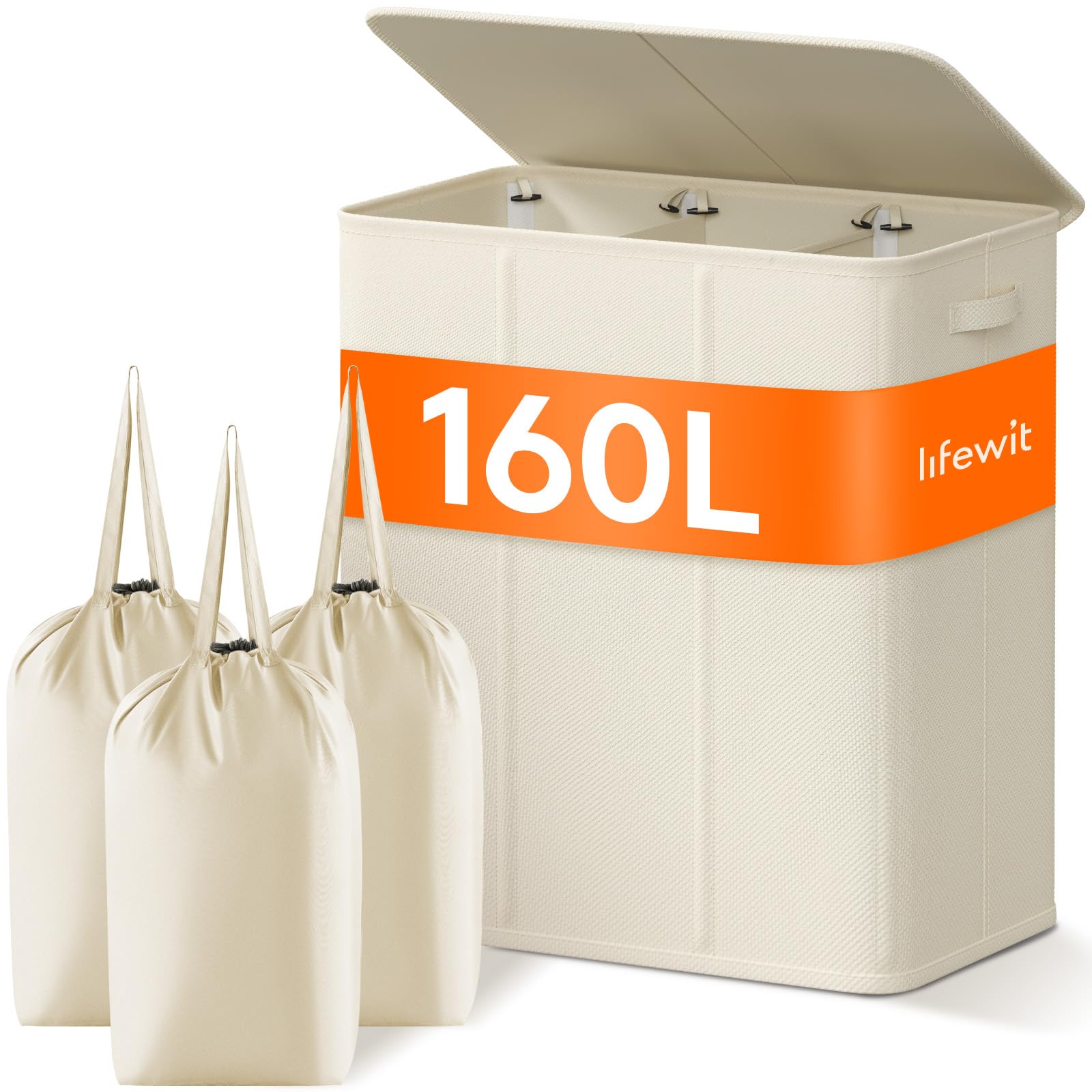 Lifewit 160L Extra Large Laundry Hamper With Lid, Laundry