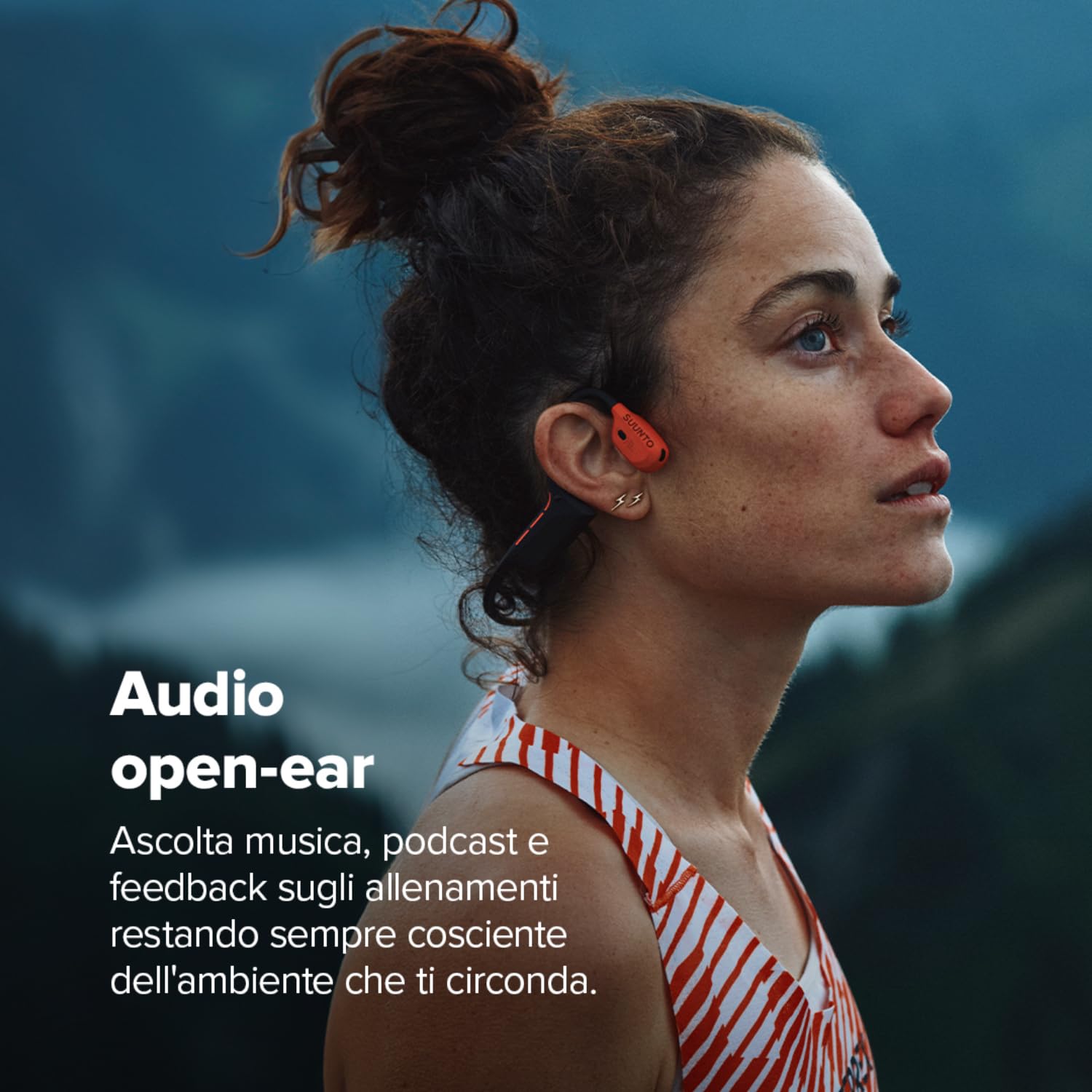 SUUNTO Wing 2 Cuffie Open-Ear, Cuffie Bluetooth a Conduzione Ossea, Impermeabili IP66 (Resistenti al Sudore), Luci di Sicurezza Intelligenti, Feedback Vocale, 12H di Autonomia + Powerbank da 24H