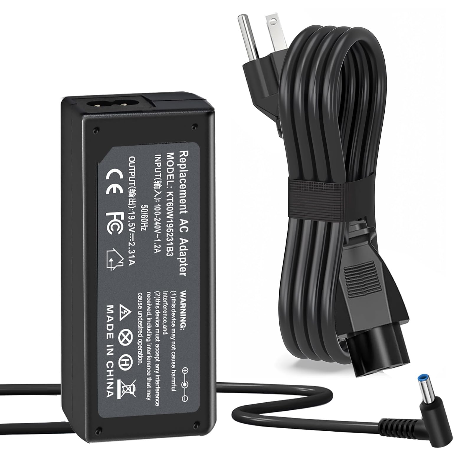 Caricatore per laptop da 45 W per HP 19,5 V 2,31 A, alimentatore Elitebook Folio Stream 11 13 14 serie Spectre Ultrabook Touchsmart Pavilion e più cavi di ricarica con punta: 4,5 x 3,0 mm
