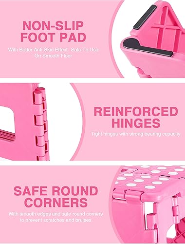 Miniatura 54 de Dyforce Taburete plegable de 9 pulgadas, taburete para niños, taburetes resistentes para adultos, taburetes de pie compactos, taburetes ligeros para