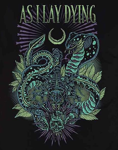 Amazon Com As I Lay Dying T Shirt Cobra Band Logo Official Mens Black Clothing Shoes Jewelry