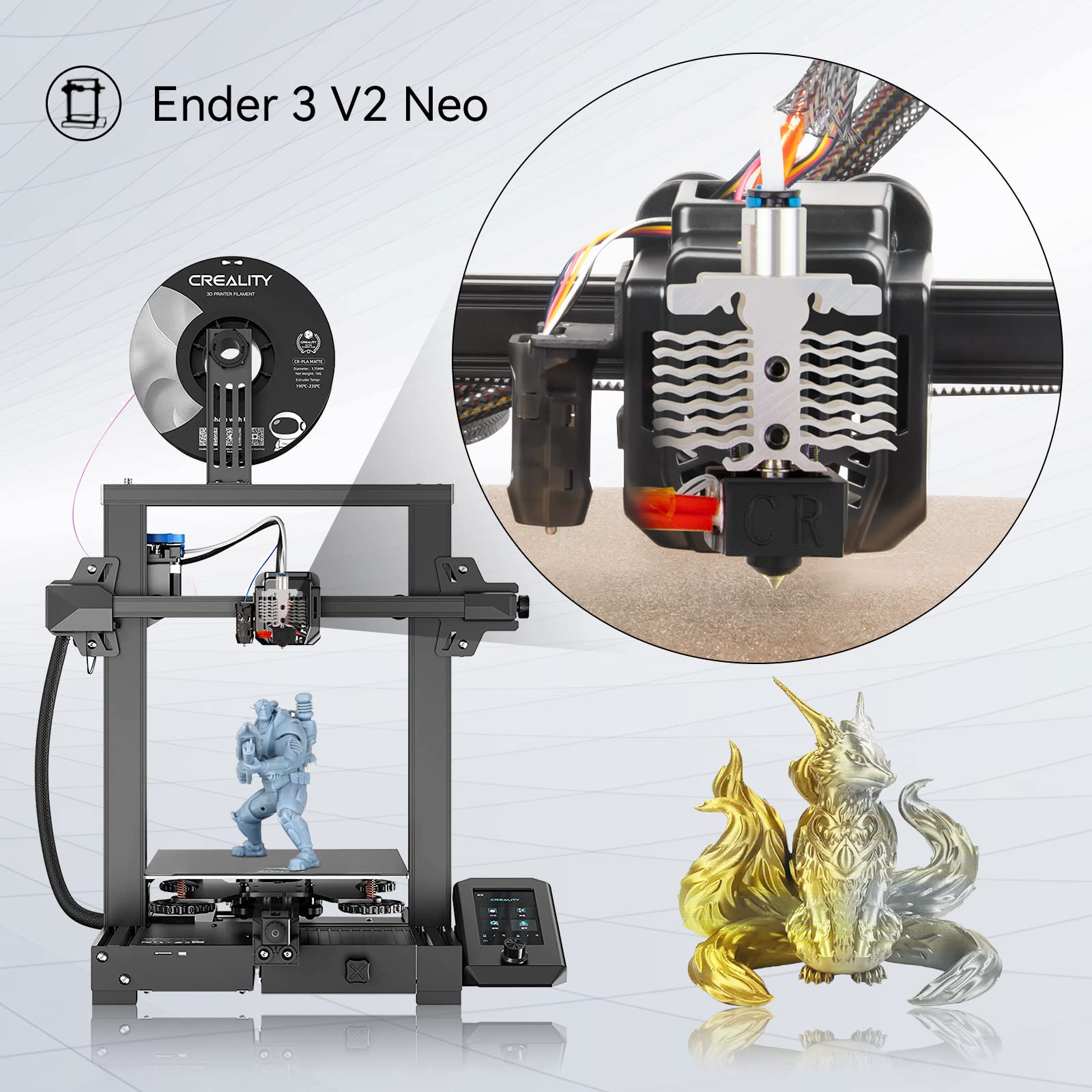 Creality Ender 3 V2 Neo Hotend Kit,Extrudeuse 24V Hot End Buse 0.4mm avec tube Bowden PTFE et Chaussette Silicone pour les Imprimantes 3D Ender 3 Neo, Ender 3 V2 Neo, Ender 3 Max Neo