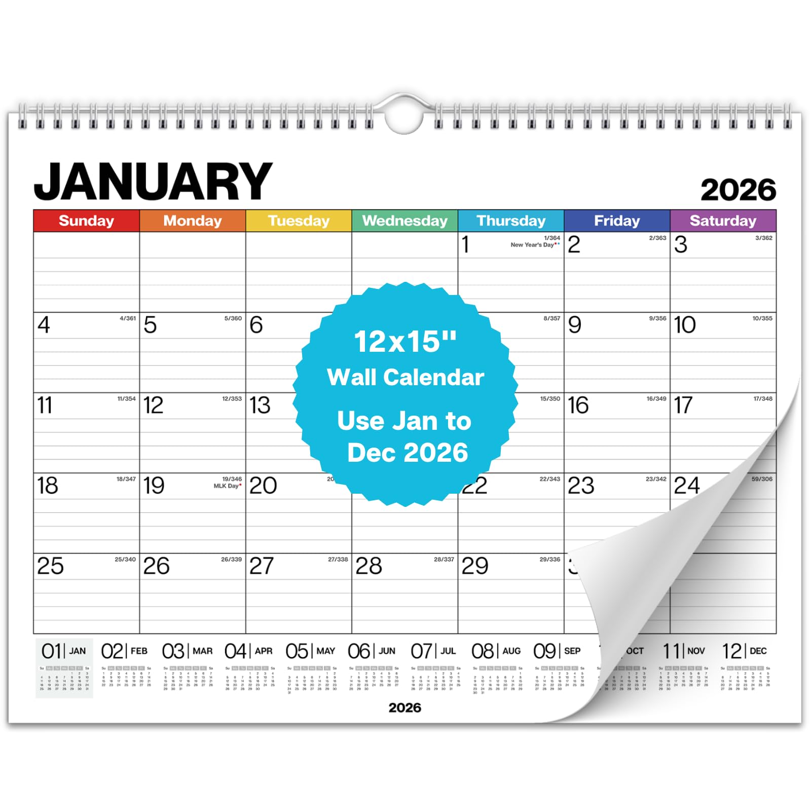 Dunwell Colorful Wall Calendar