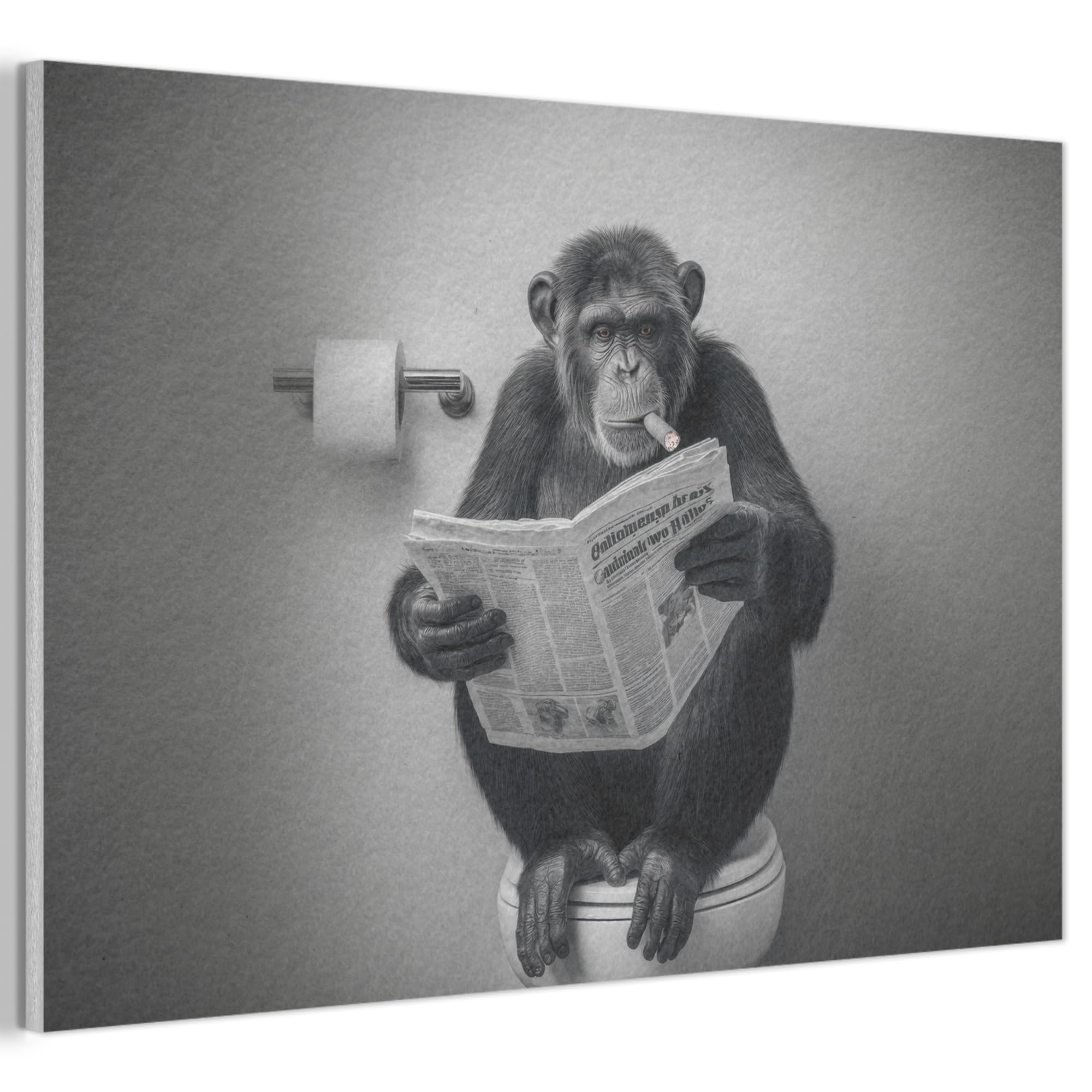 MuchoWow© Felt Panel 60x40 cm Room Style Piece Wallfillers Visual Display Decoration Wall Art Toilet - Chimpanzee - Newspaper - Cigar