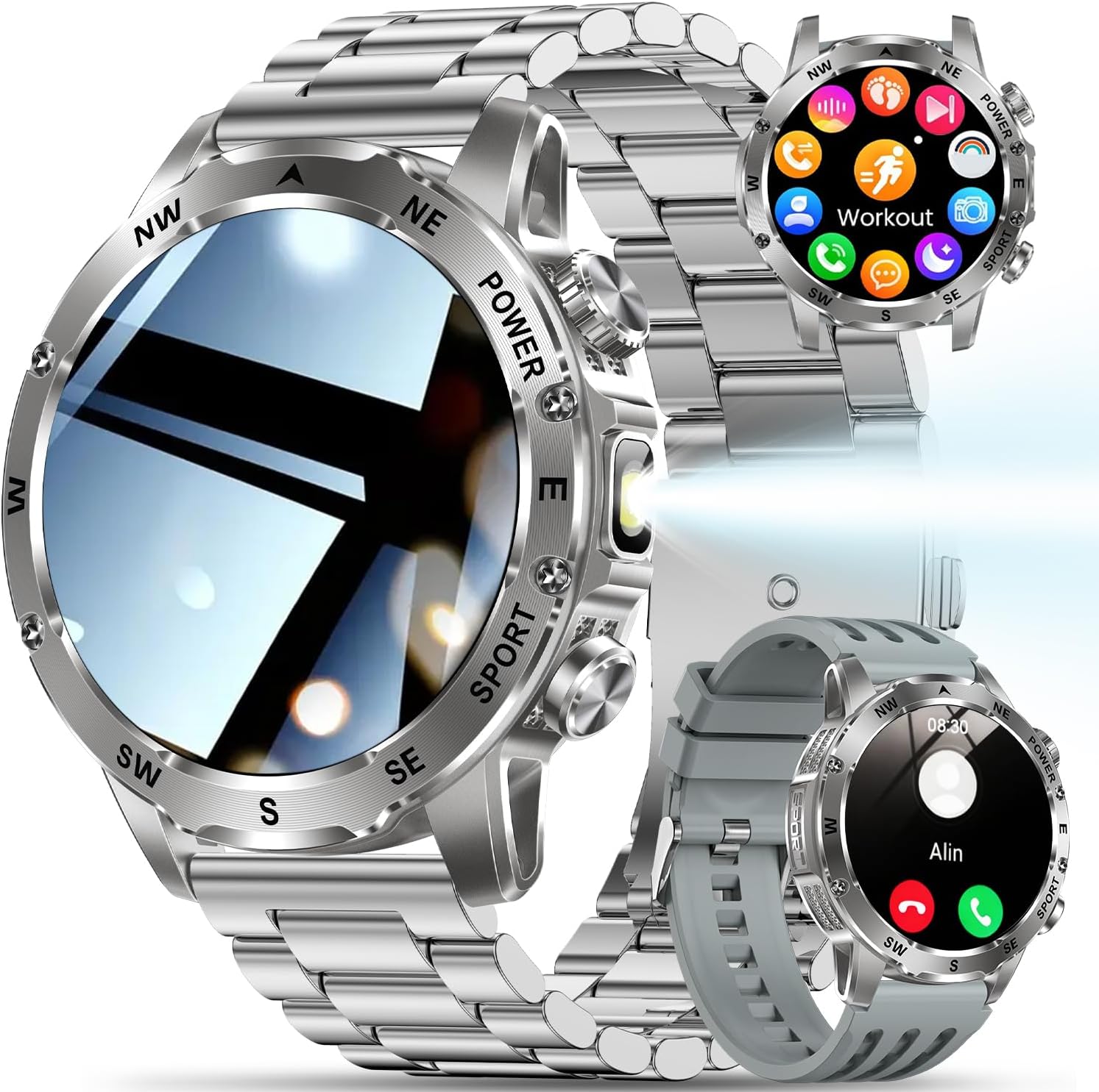 Elite | Smart Watch for Men with Flashlight, Bluetooth Calling, 100+ Sport Modes, 800mAh, IPX8 Waterproof Fitness Tracker for Workout, iOS Android Compatible， Gift For Him 2026
