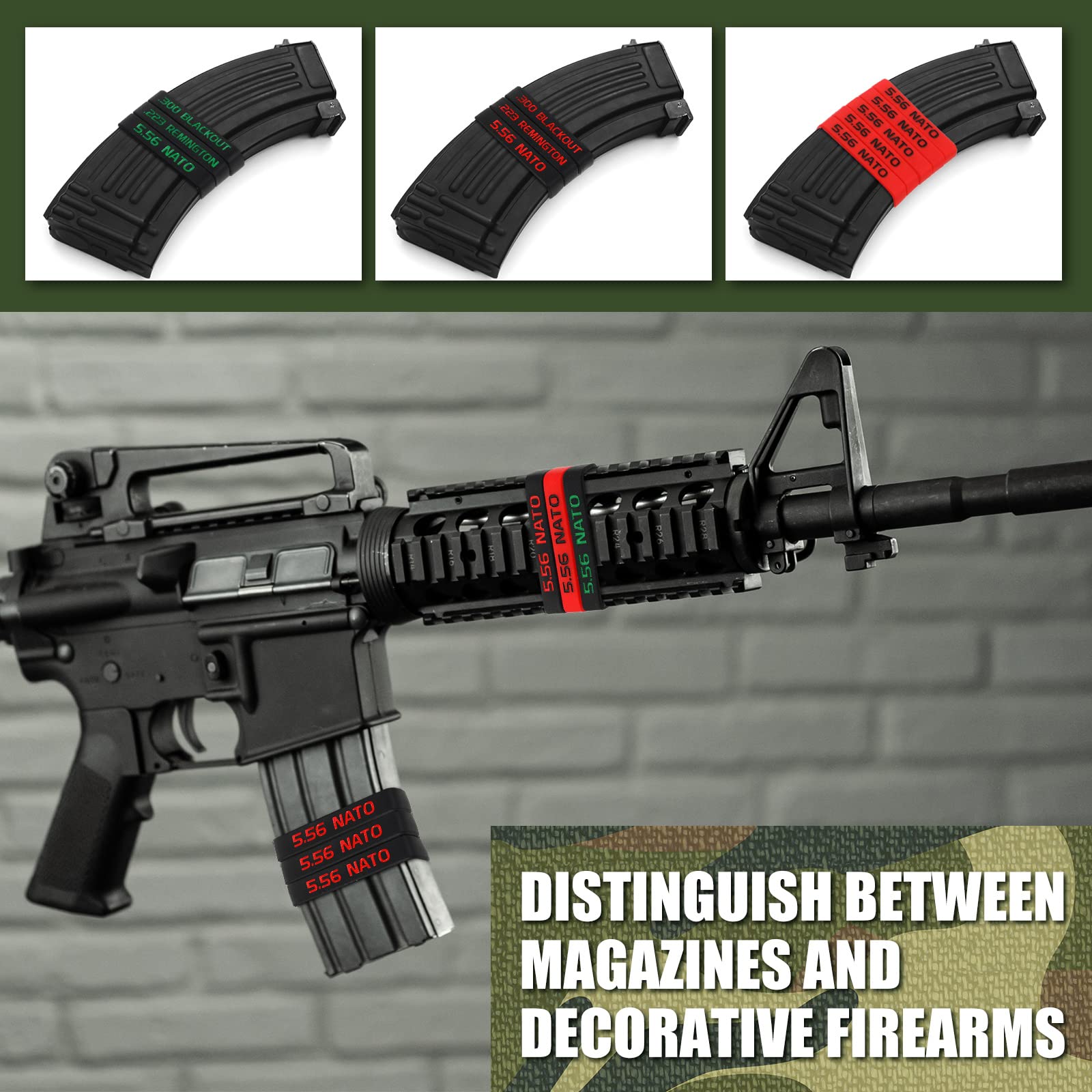 Chivao 45 Pack Magazine Marking Band 5.56, 223 REM, 300 Blackout Magazine Bands for Accessories