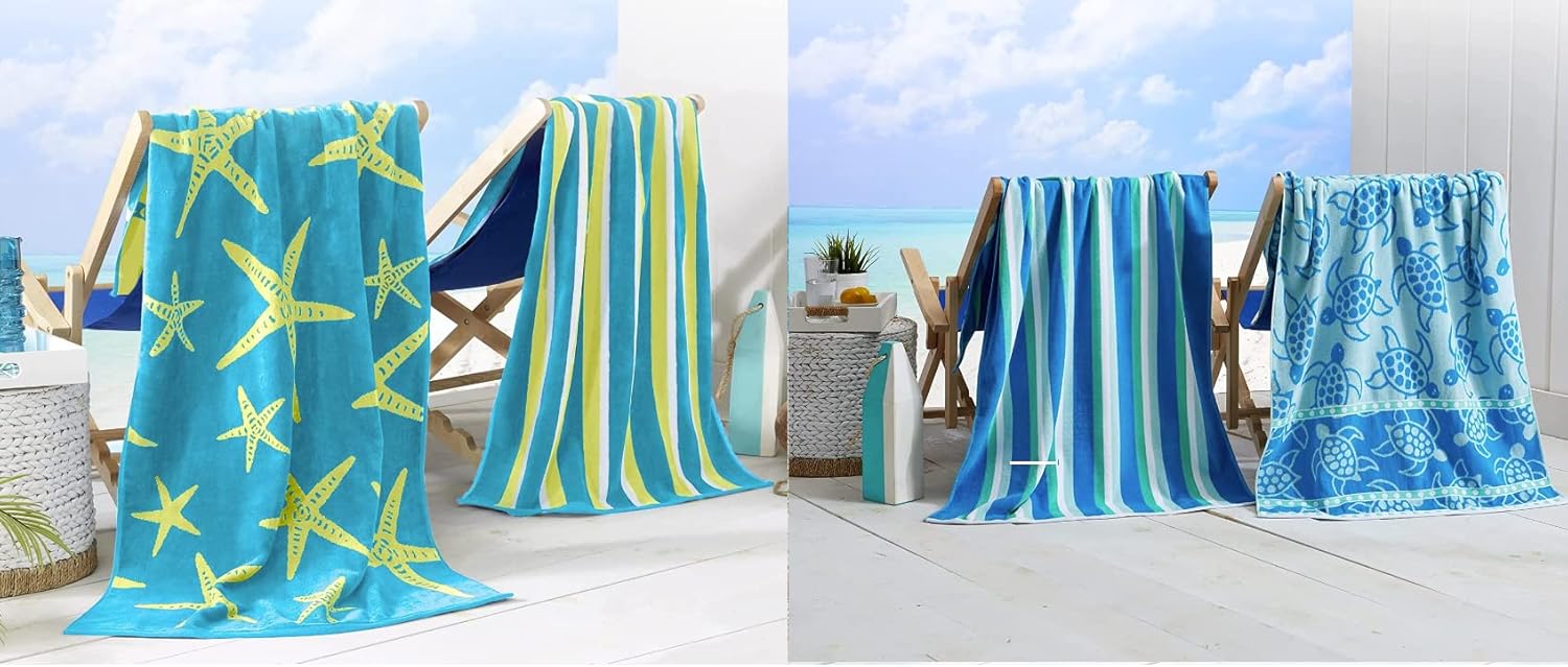 Great Bay Home Large Beach Towel Bundle (2) Starfish