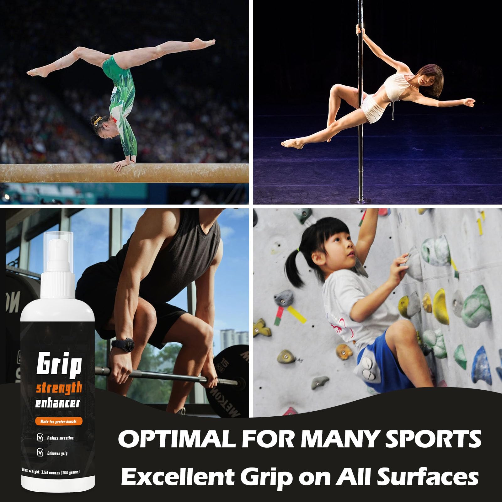 Sport Hand Grip Spray 100ml - Aumenta Le Prestazioni, migliora Il Controllo e massimizza la Presa - per Atleti: Tennis, Basket, Baseball, Sollevamento Pesi, Pole Dance, Golf, ECC