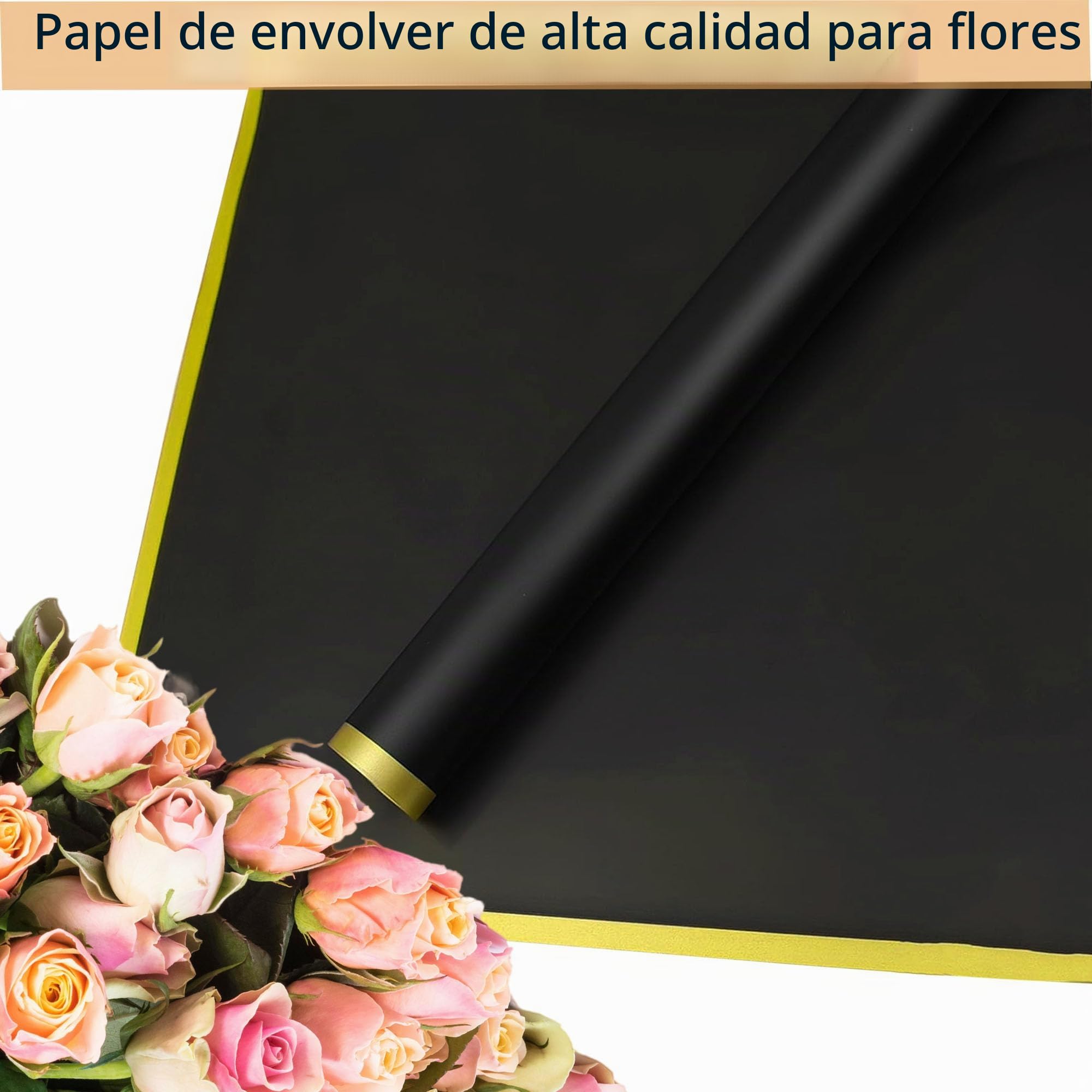 20 hojas de papel de envolver flores, papel de envolver ramos impermeable para manualidades, envolver regalos, envolver ramos de floristería (Negro)