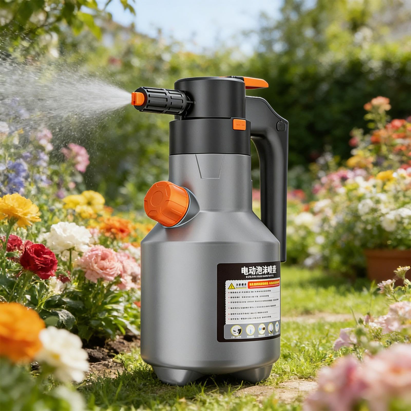 Elektrischer Schaumsprüher 2L Tragbar Wiederaufladbar mit Messbecher | Hand-Schaumpumpensprüher Für Fahrzeuge Haushalt Küche Außenbereich Garten Terrasse Reinigen Pflegen