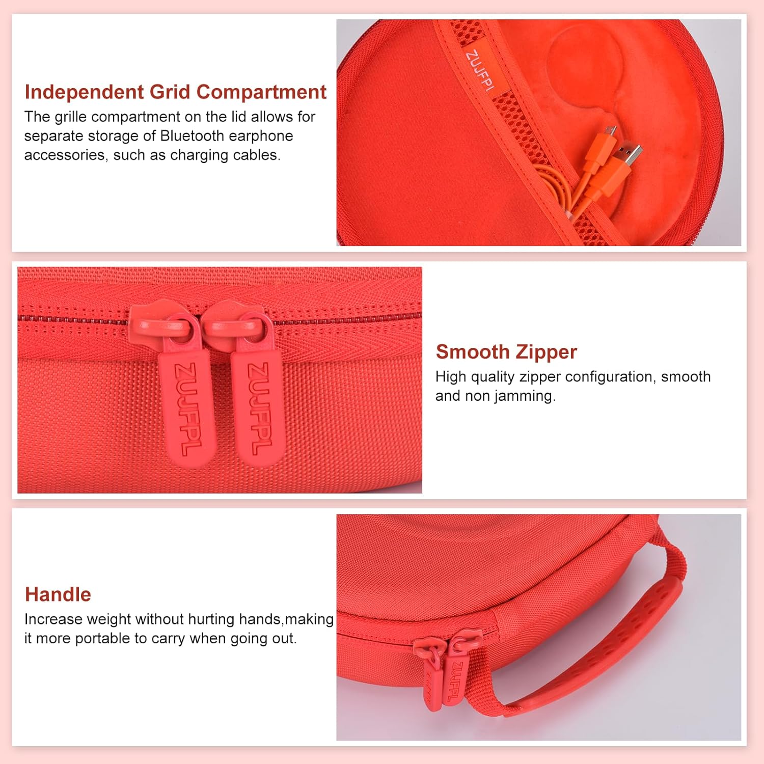 EVA Hard Headphone Case for JBL Tune 510BT / 520BT / 500BT / 660NC / 670NC / 570BT / 525BT / 600BTNC, JBL Live 460NC / 670NC / 400BT / JBL T450BT and Soundcore H30i, Samsung AKG - Red - Image 2