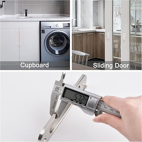 Miniatura 6 de MOROBOR Tiradores de puerta corredera empotrados ovalados, 2 tiradores de acero cepillado de aleación de aluminio para puerta de armario con