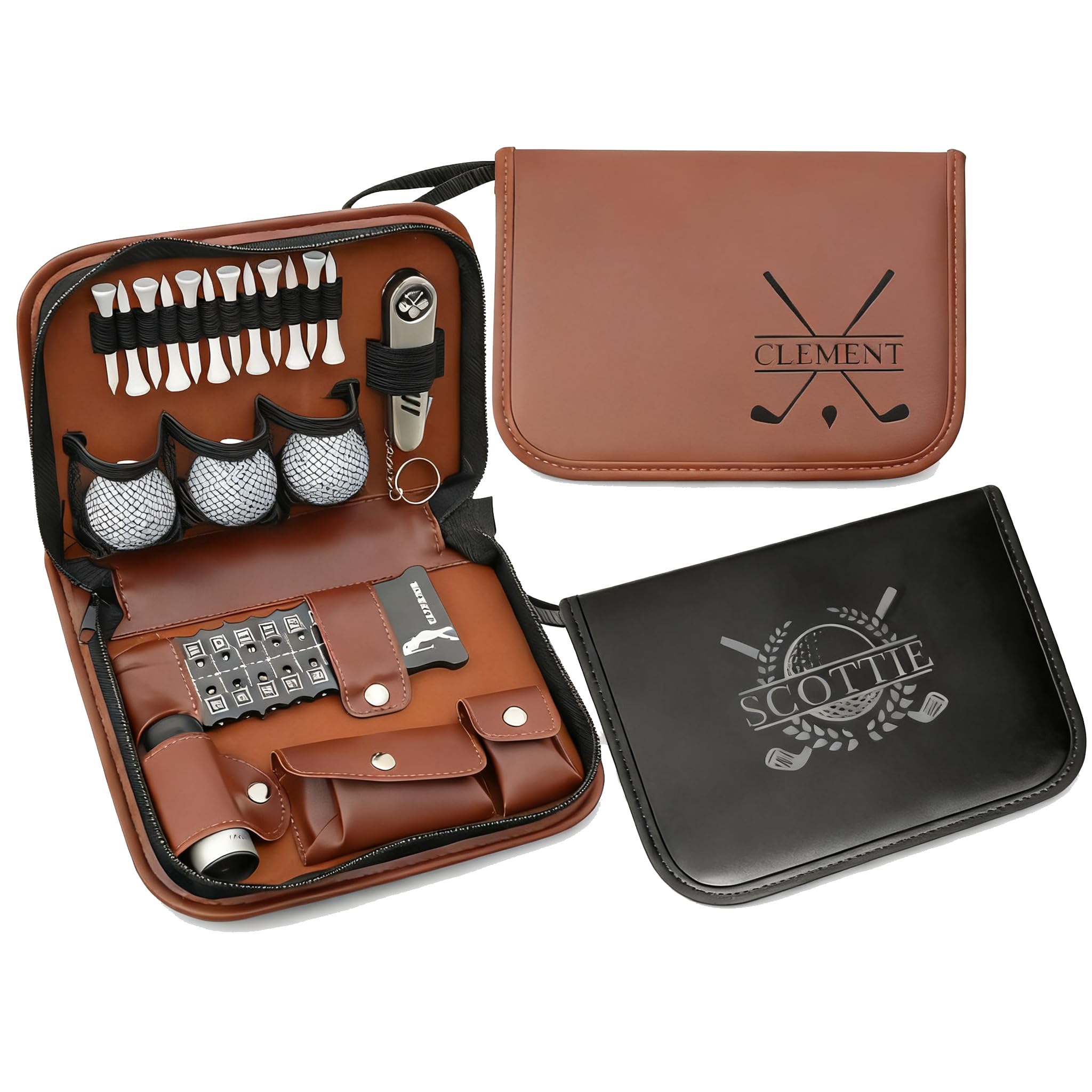 Coffret Cadeau de Golf personnalisé, Gravure personnalisée avec nom ou Logo, Accessoires de Golf pour Homme, étui de Rangement en Cuir PU, pour Les passionnés de Golf, Golfeur