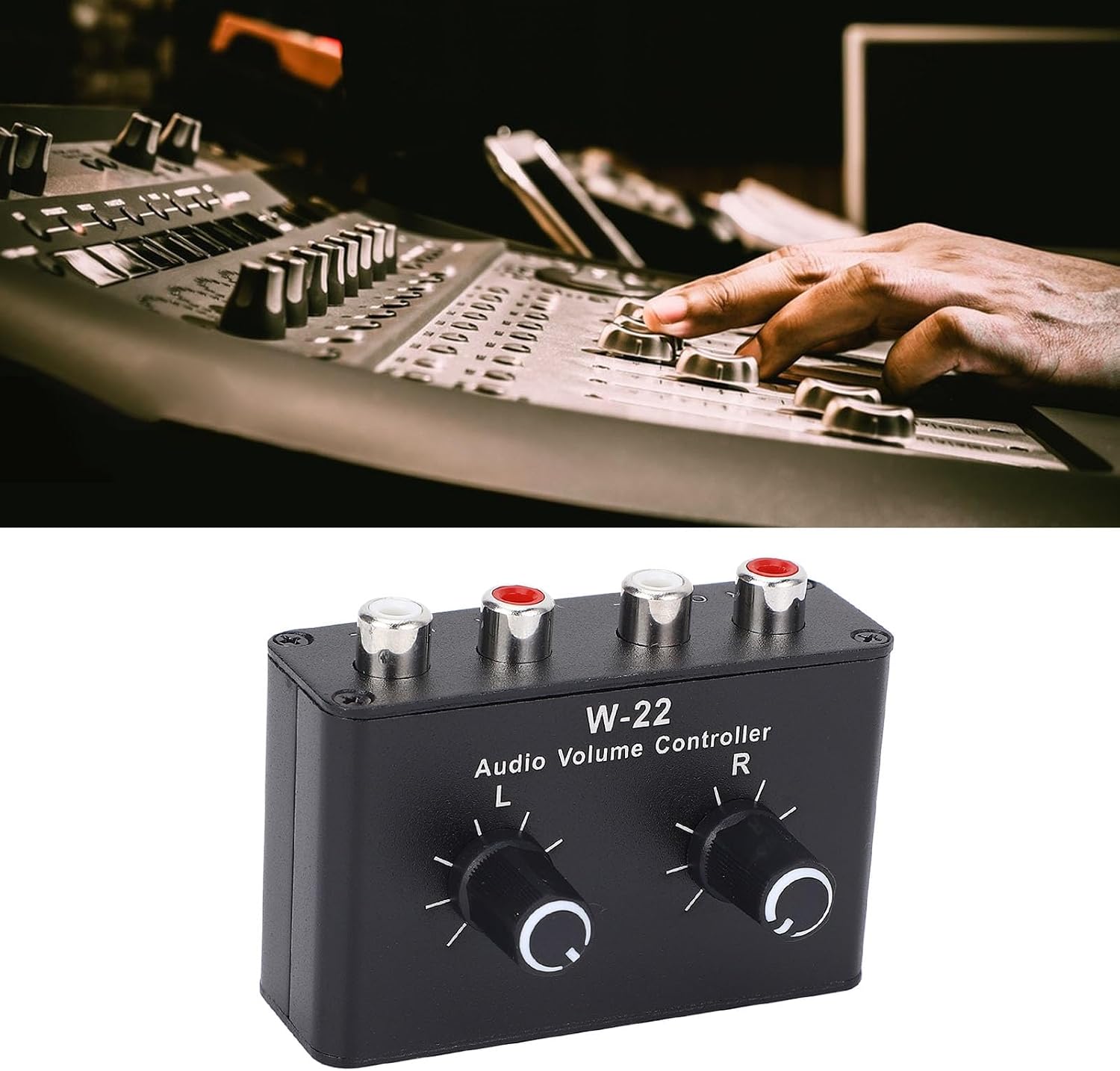3.5mm Volume Control Box, Premium Aluminum Alloy Stepless Knob with Lossless Audio and L R Channel Balance for Amplifier CD Mixer Plug and Play Passive Attenuator